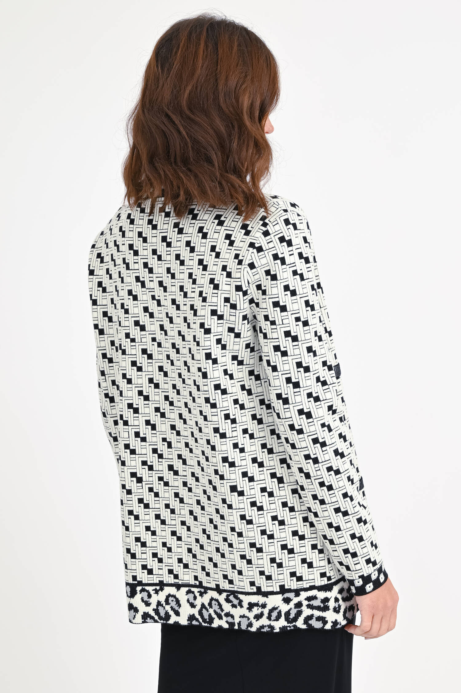 Cardigan KORBIN Schwarz/Weiß gemustert