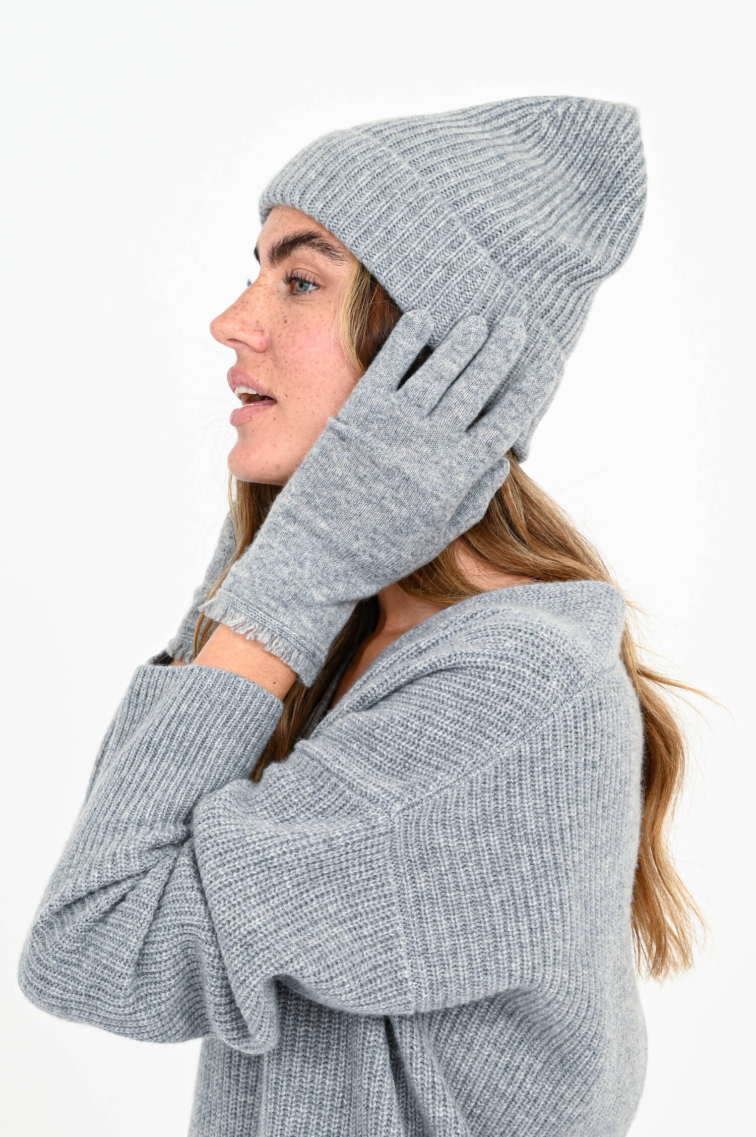 Cashmere Handschuhe in Hellgrau