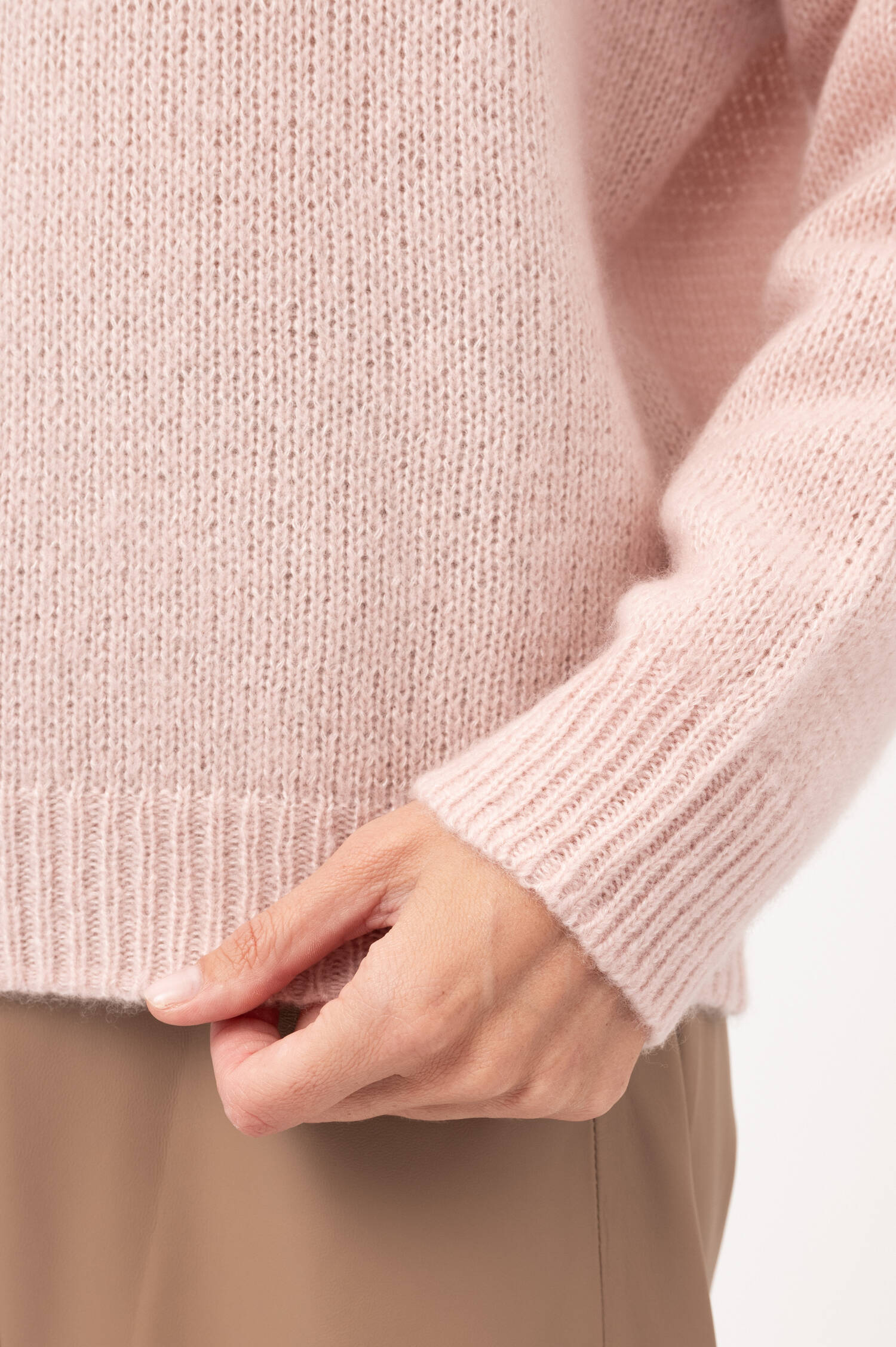 Cashmere-Seiden-Stehkragen-Pullover in Rosa