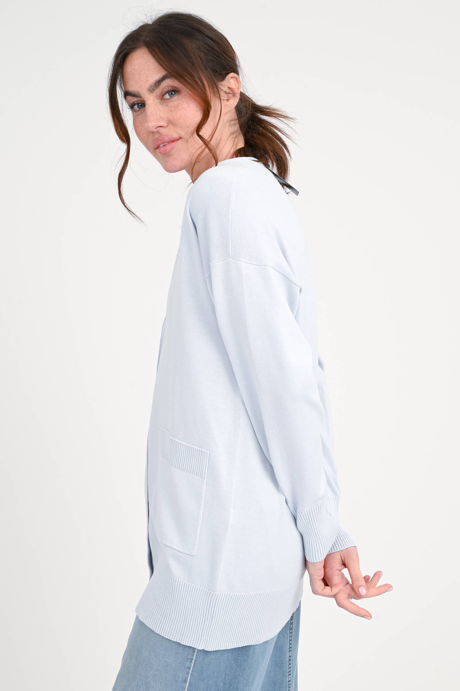 Baumwoll-Mix Cardigan in Hellblau Baumwoll-Mix Cardigan in Hellblau