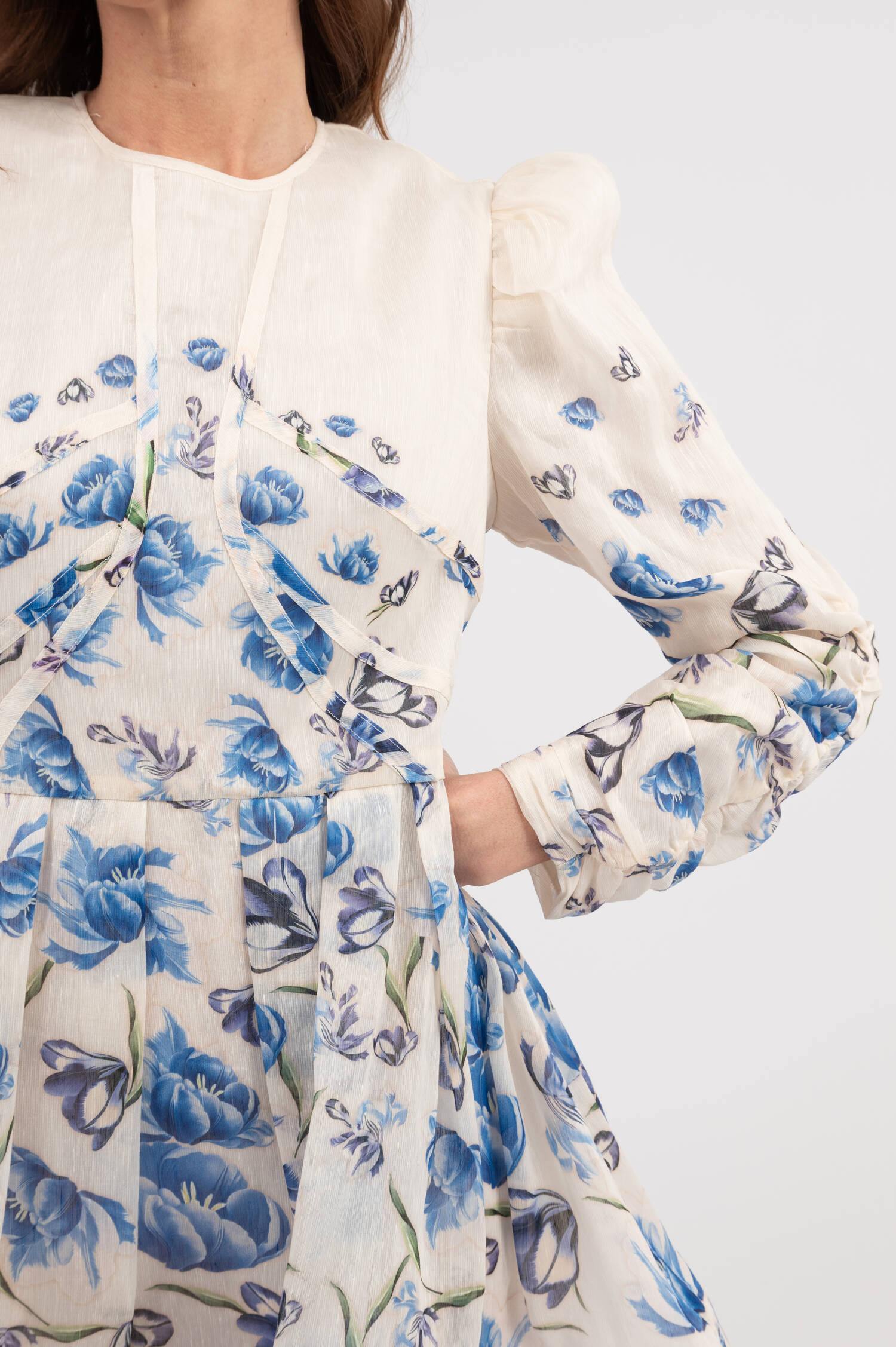 Kleid LEONI mit Blumen-Print in Creme