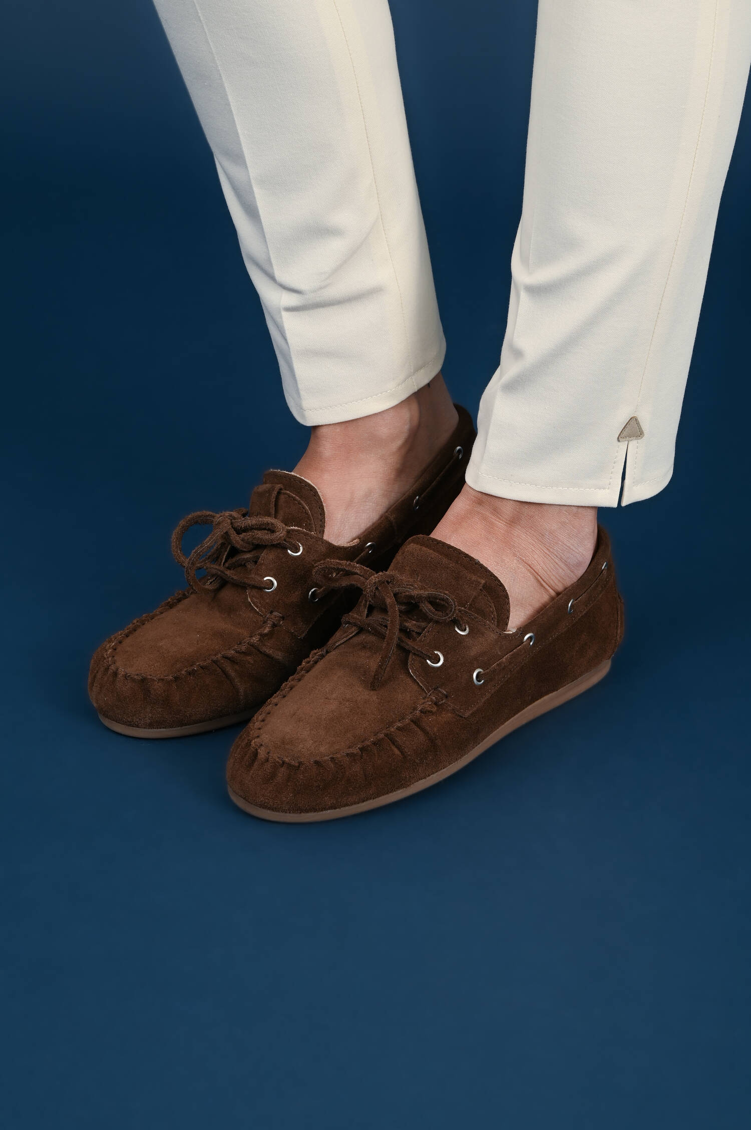 Veloursleder Moccassin Loafer in Braun