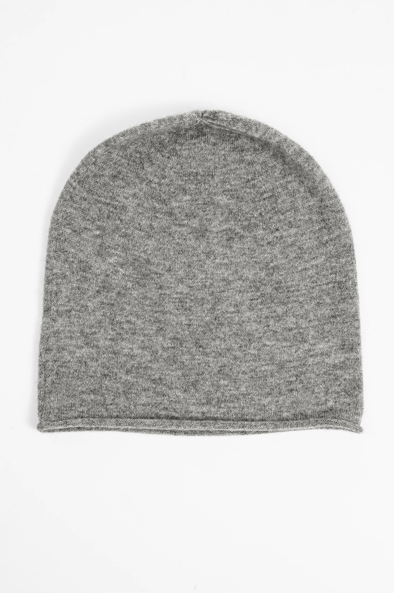 Feinstrick-Mütze mit Rollsaum in Hellgrau Feinstrick-Mütze mit Rollsaum in Hellgrau