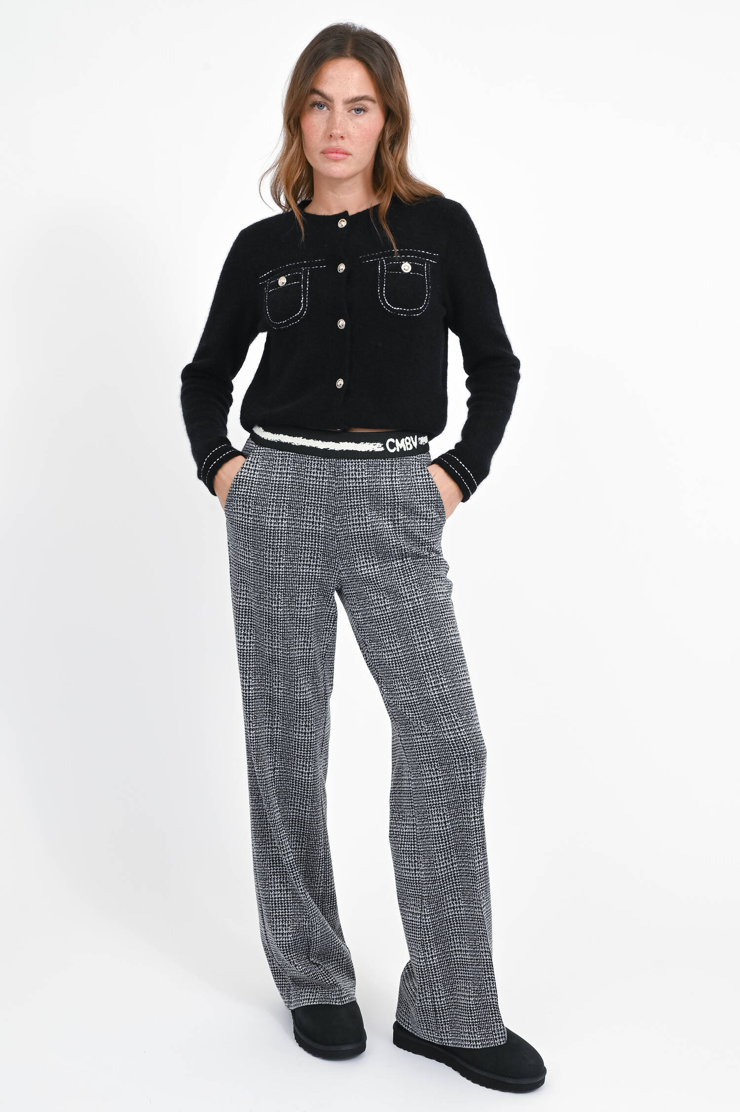 Hose mit Glencheck Musterung in Black/White