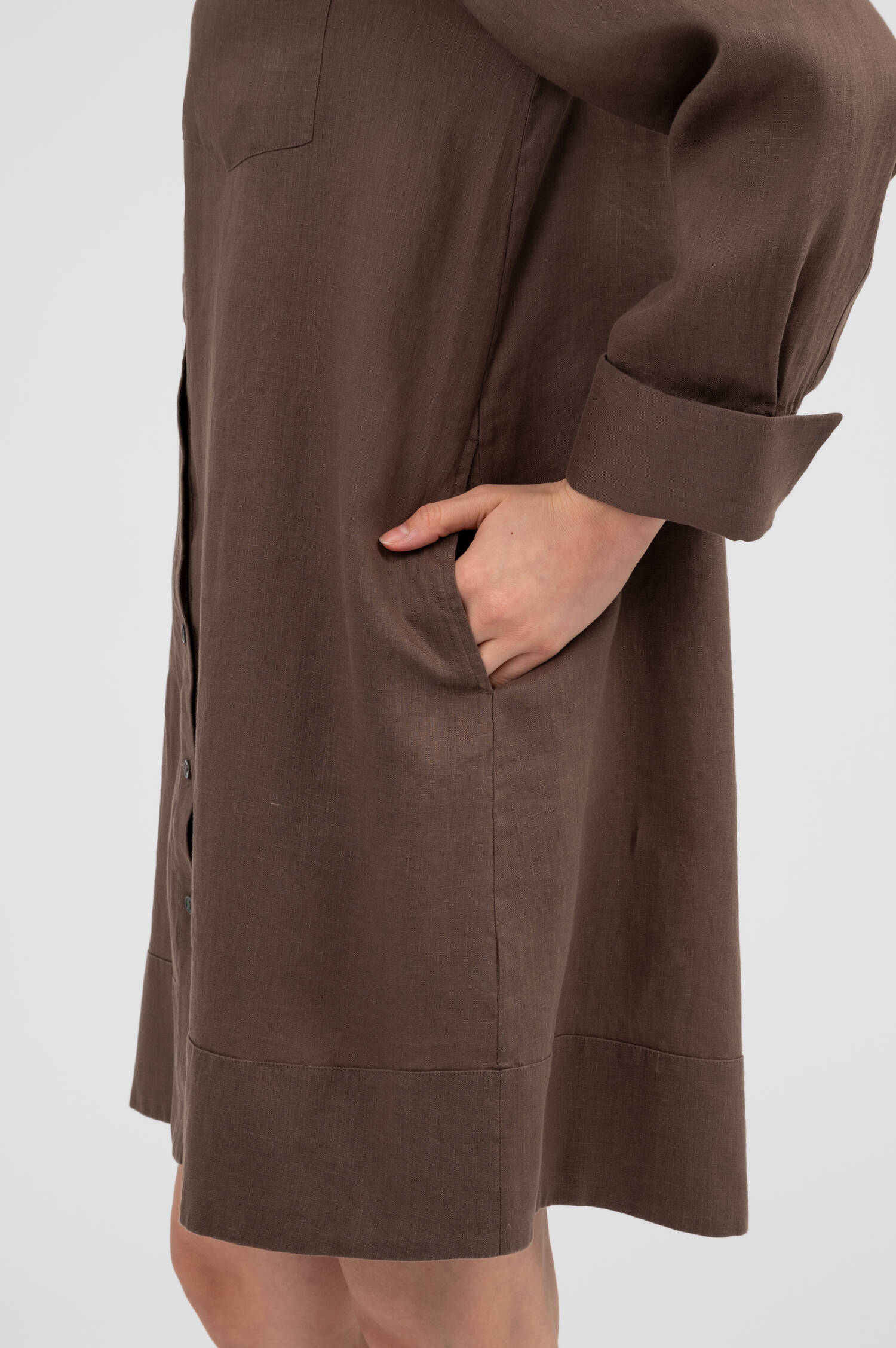 Hemdblusenkleid in Mudbraun