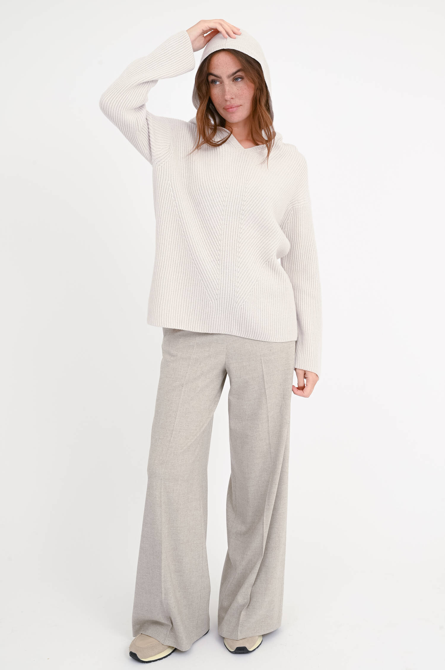 Woll-Pullover FALCONE in Hellbeige