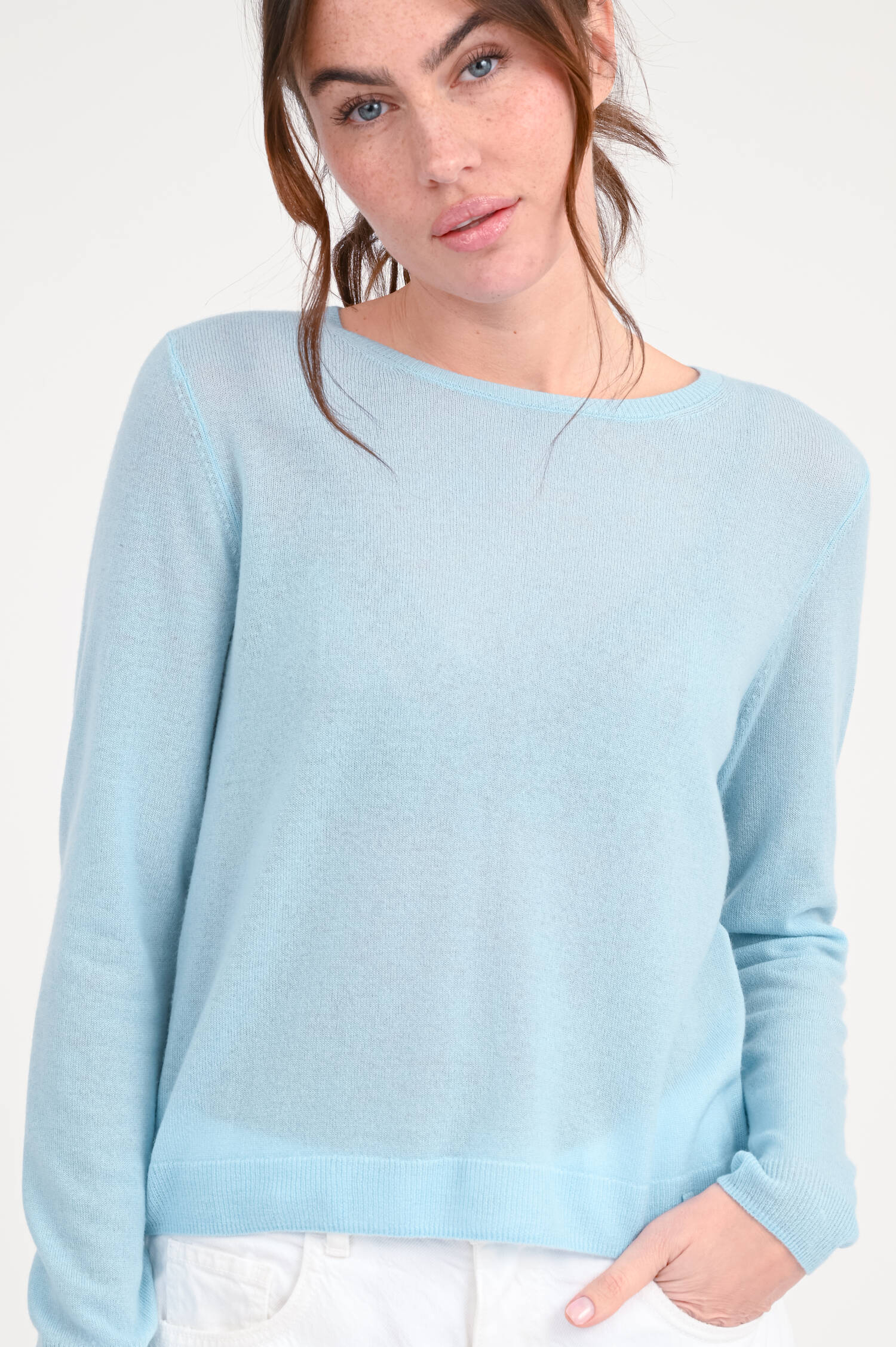 Cashmere-Pullover in Hellblau