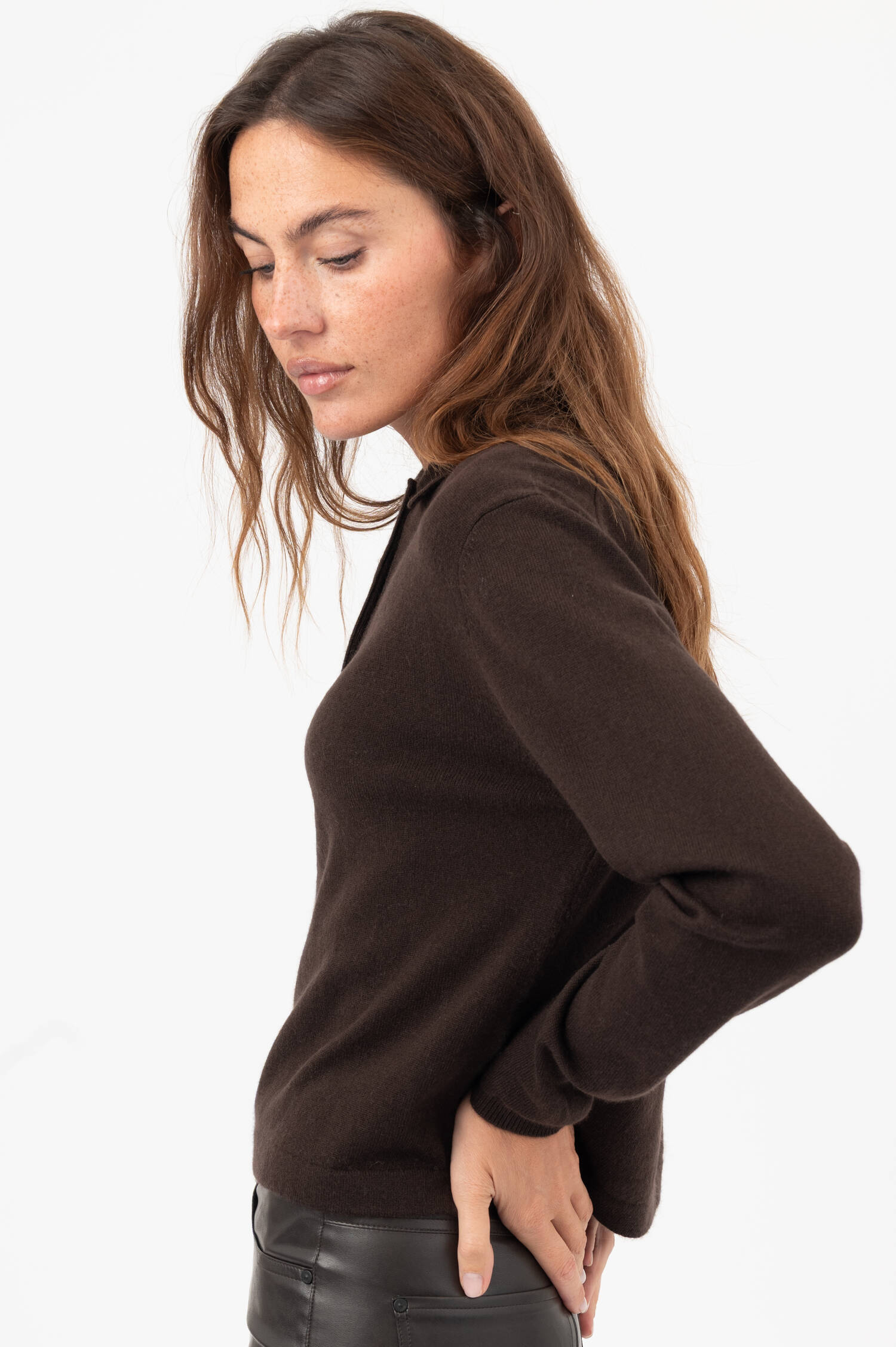 Cashmere-Polo-Pullover in Braun Cashmere-Polo-Pullover in Braun