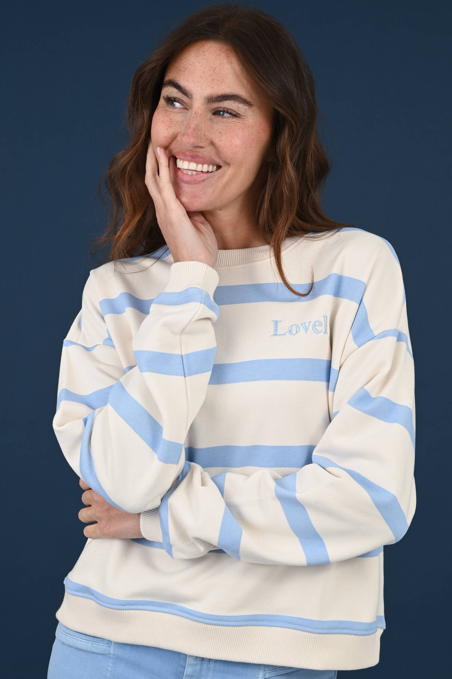 Ringelsweater LOVELY in Ecru/Hellblau Ringelsweater LOVELY in Ecru/Hellblau