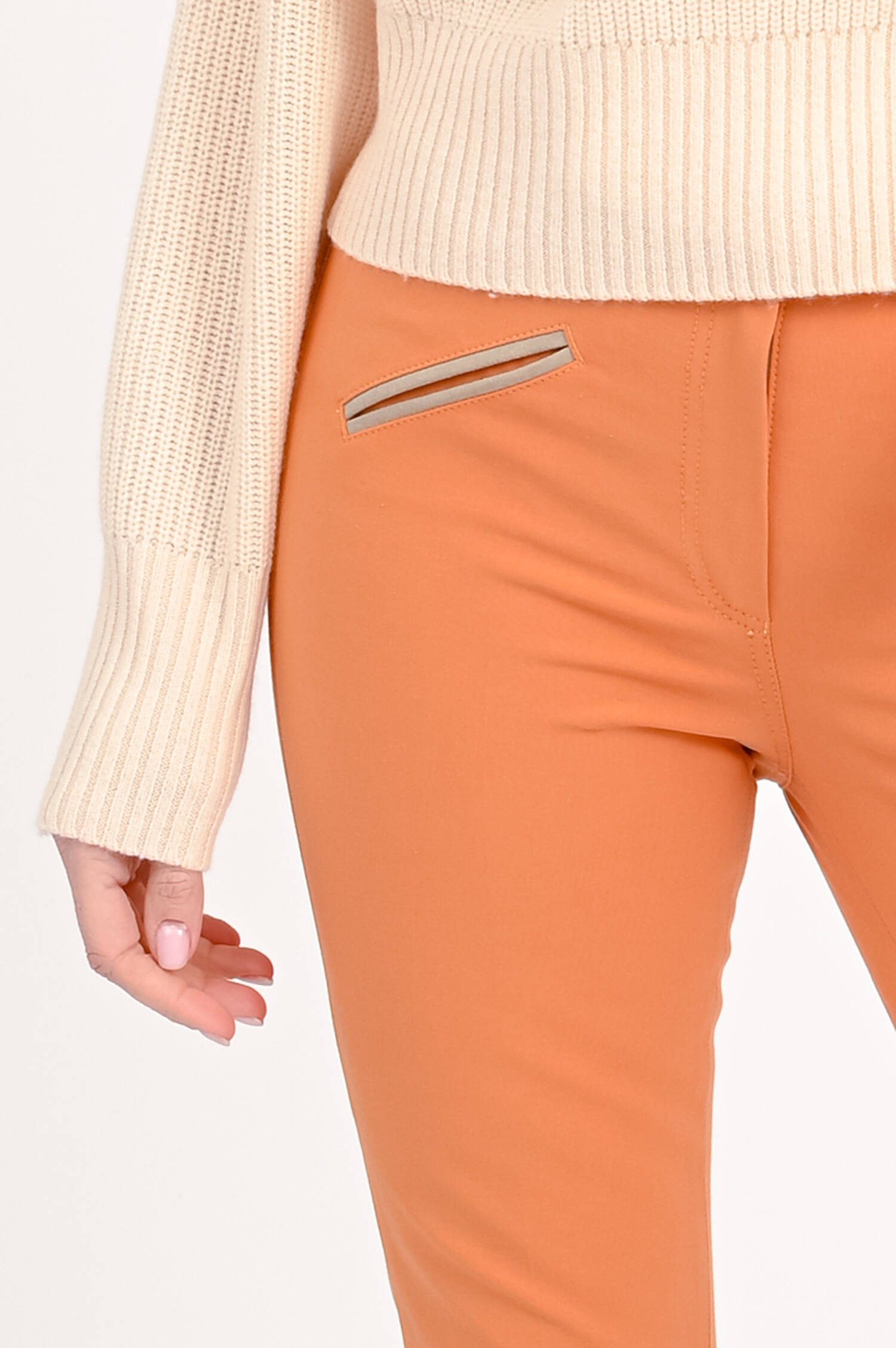  Chino ROYAL mit Lederdetails in Papaya