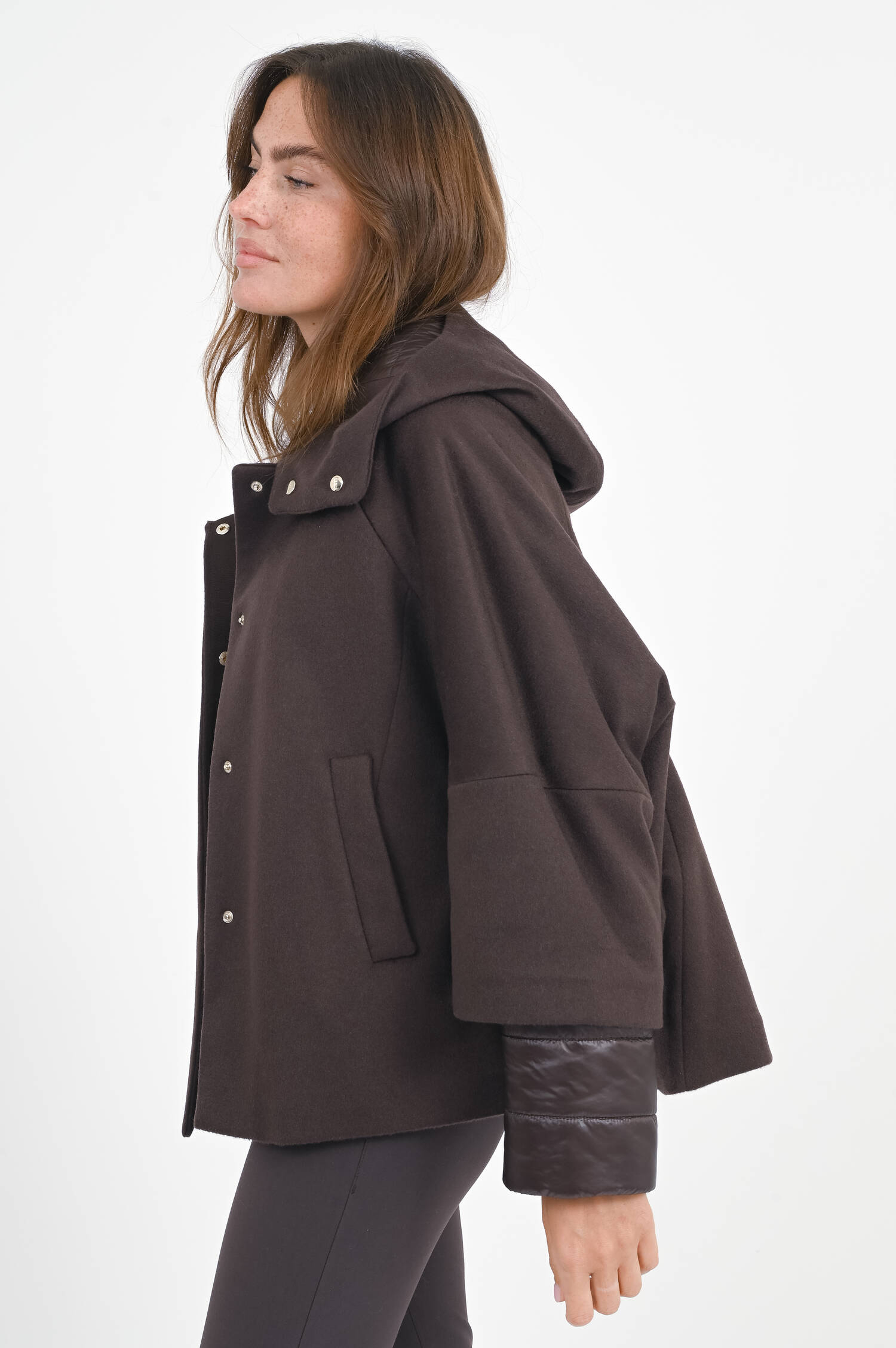 Cashmere Jacke mit Steppärmeln in Braun