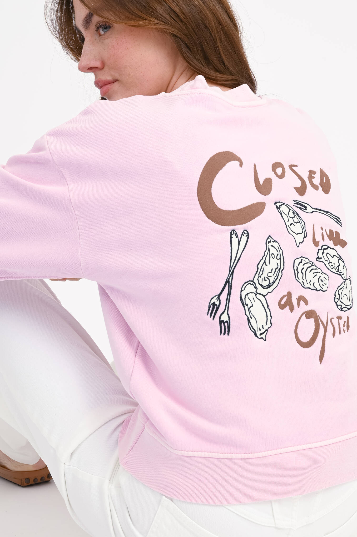 Sweatshirt mit XXL Back Stiching in Rosa