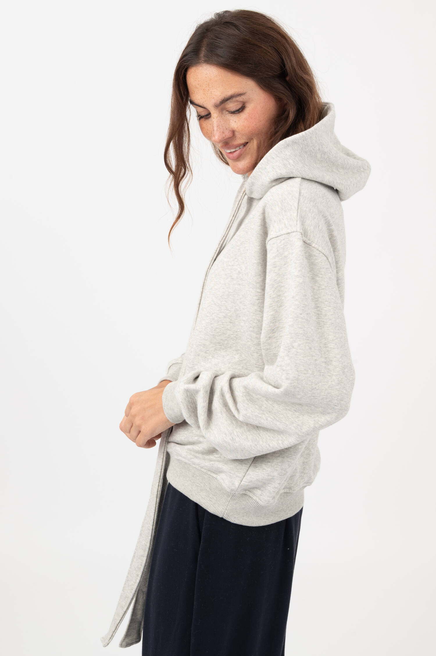 Hoodie mit Schleife in Grau meliert