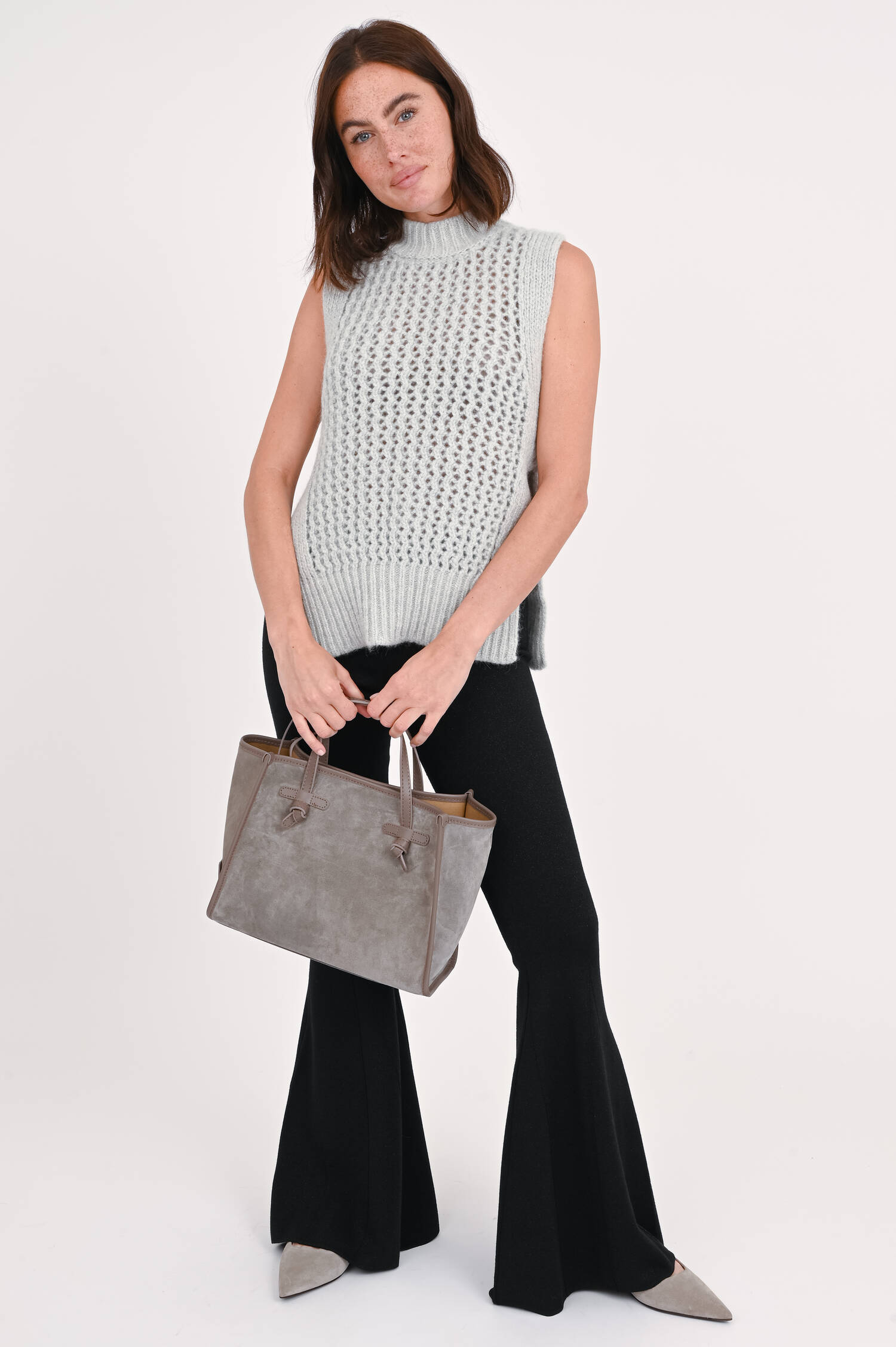 Grobstrick Pollunder mit Lurexfäden in Grau