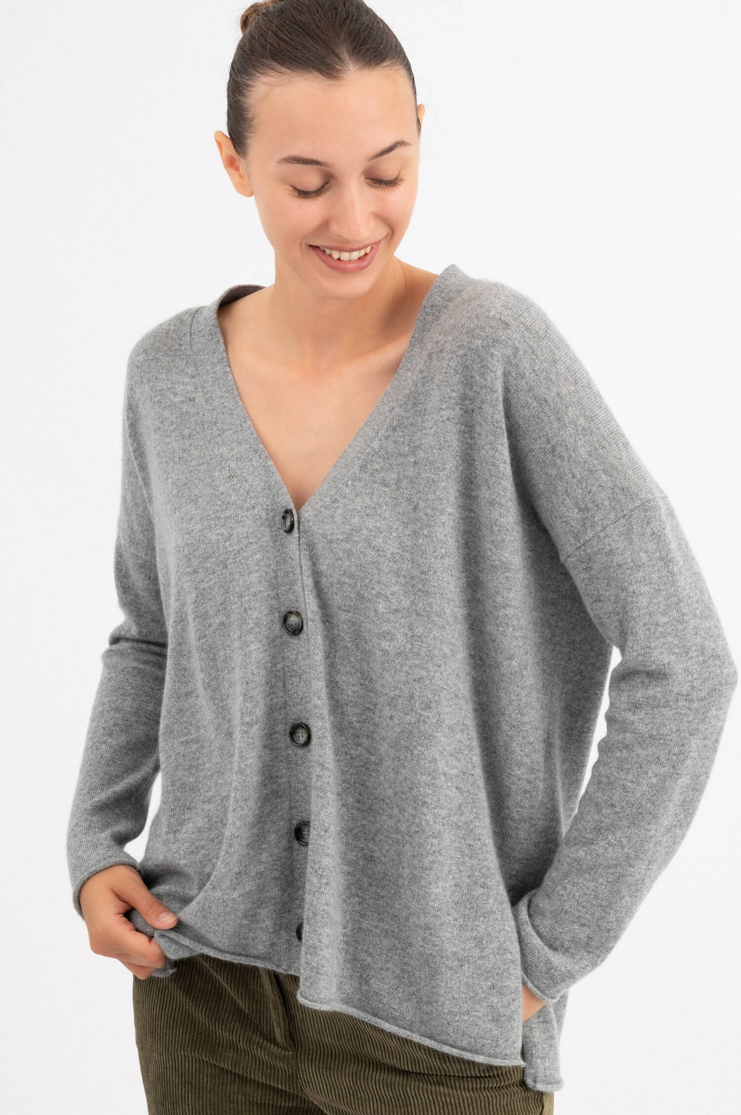 Cashmere Cardigan in Grau
