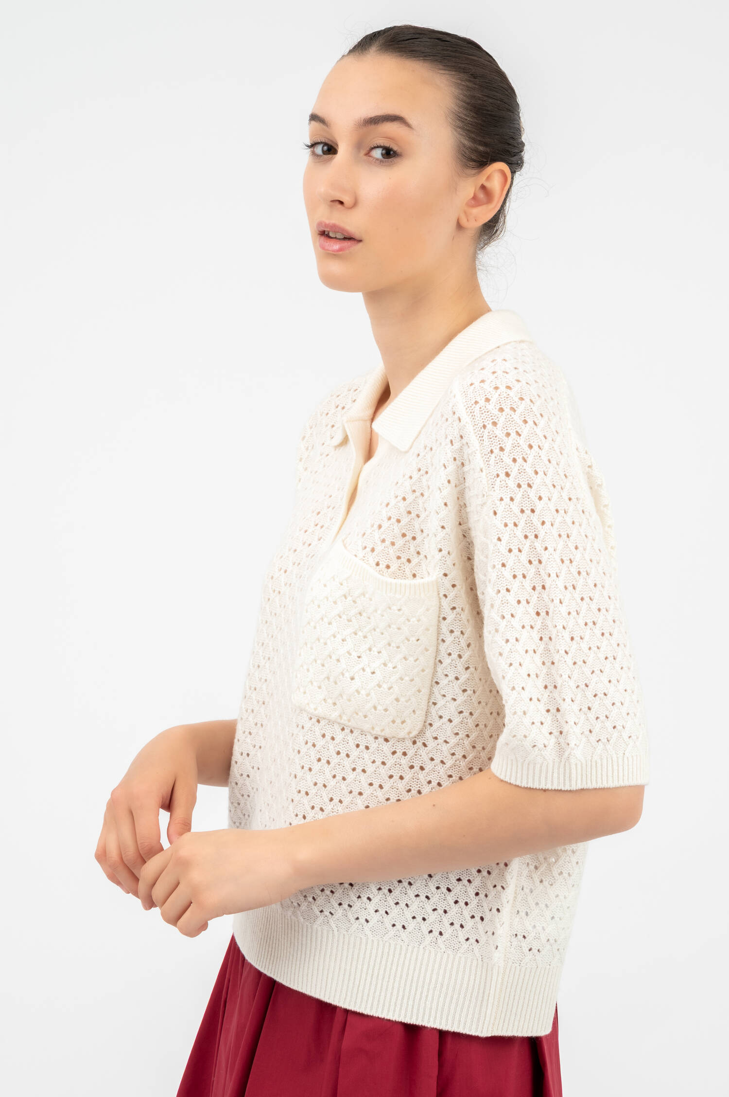 Strick-Shirt in Weiß