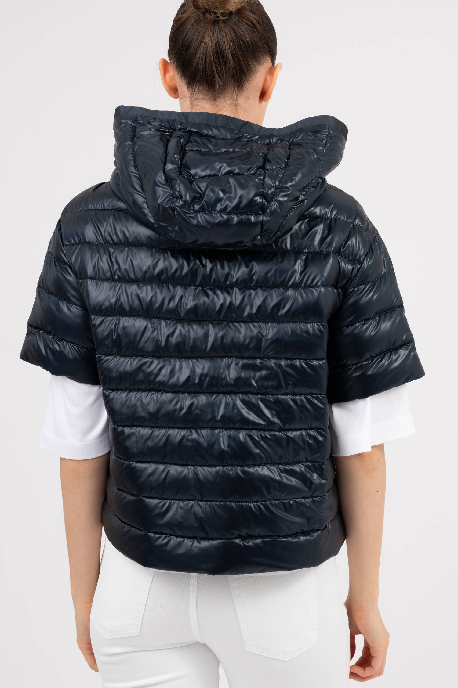 Wendegilet mit Kapuze in Navyblau/Grau