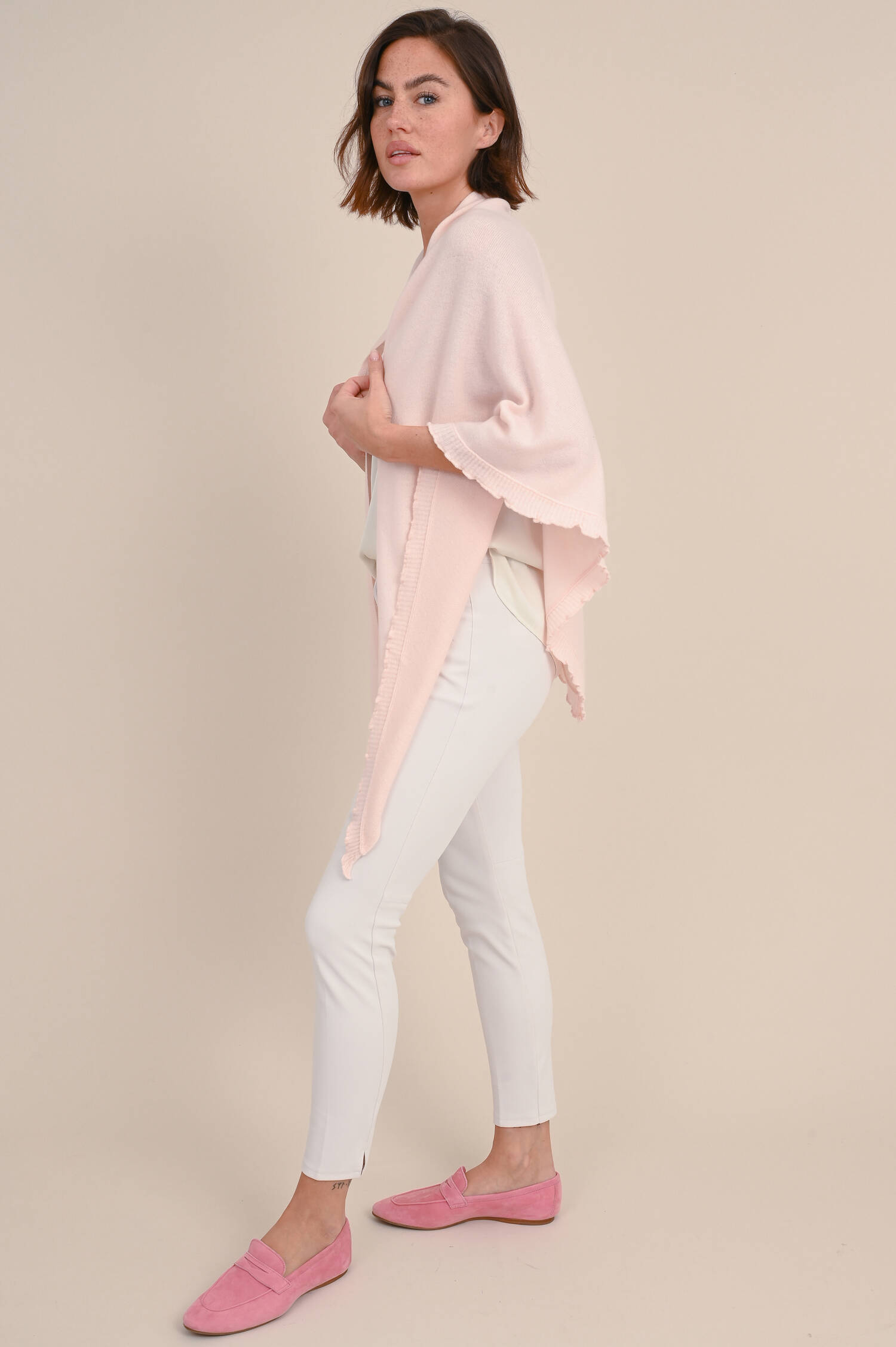 Poncho aus Woll-Cashmere-Mix in Rosa