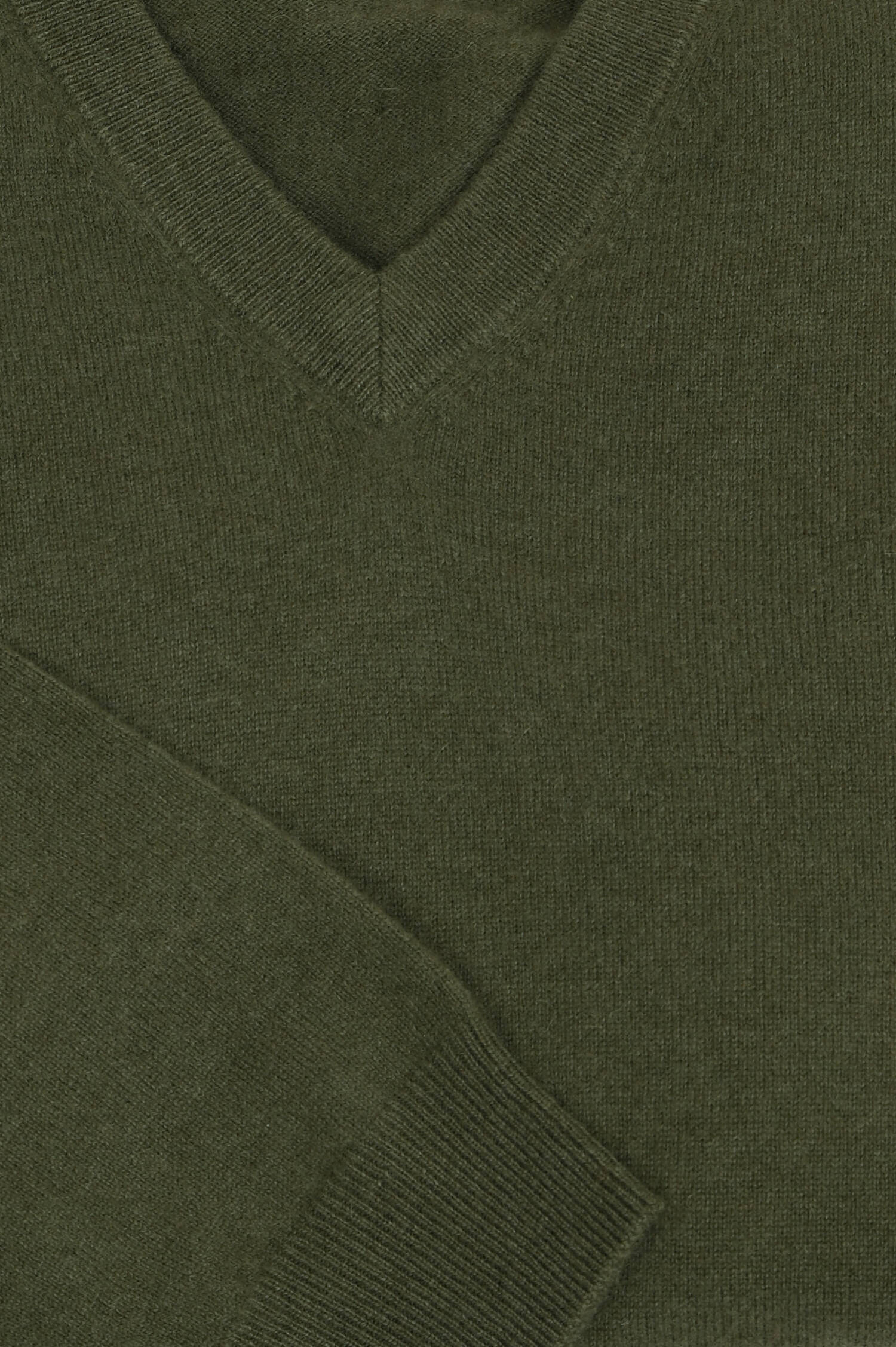 Cashmerepullover mit V-Neck in Oliv