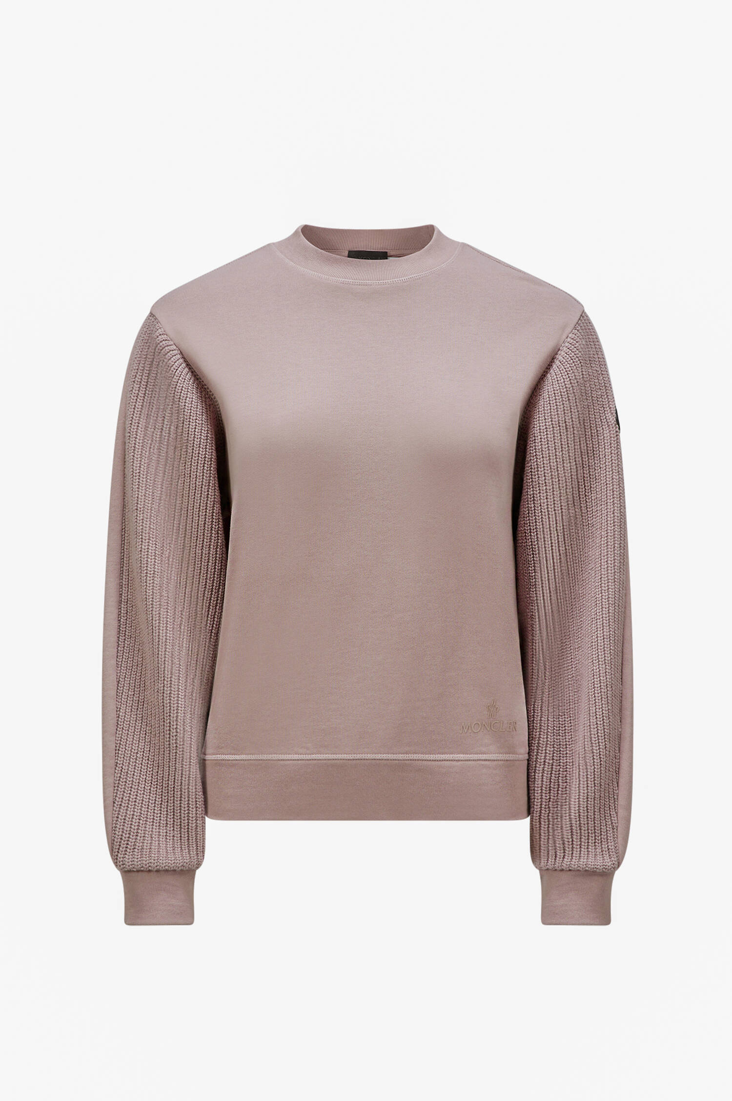 Sweatshirt mit gestrickten Ärmeln in Muave Sweatshirt mit gestrickten Ärmeln in Muave