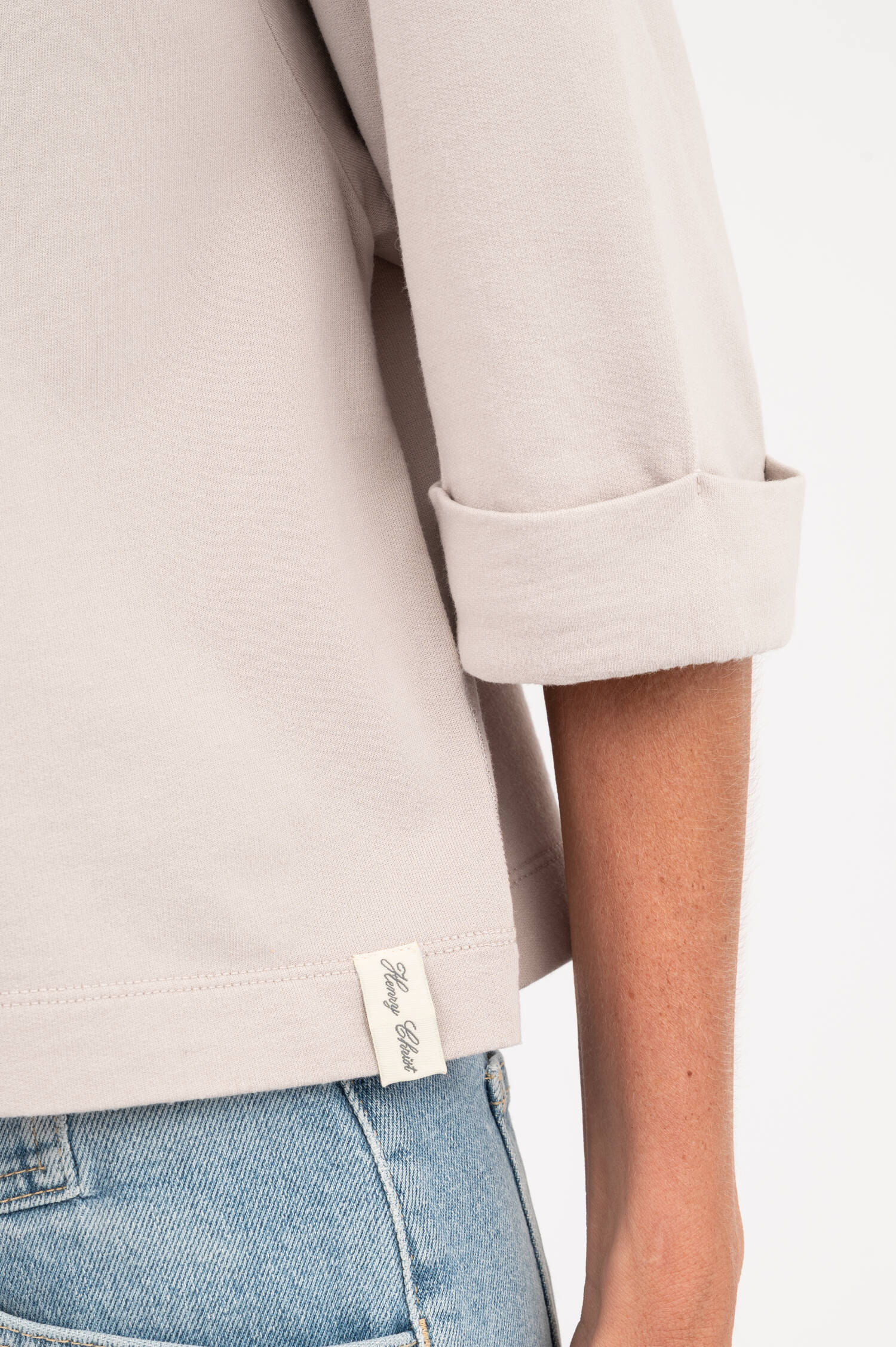T-Shirt mit Lurexfäden in Taupe