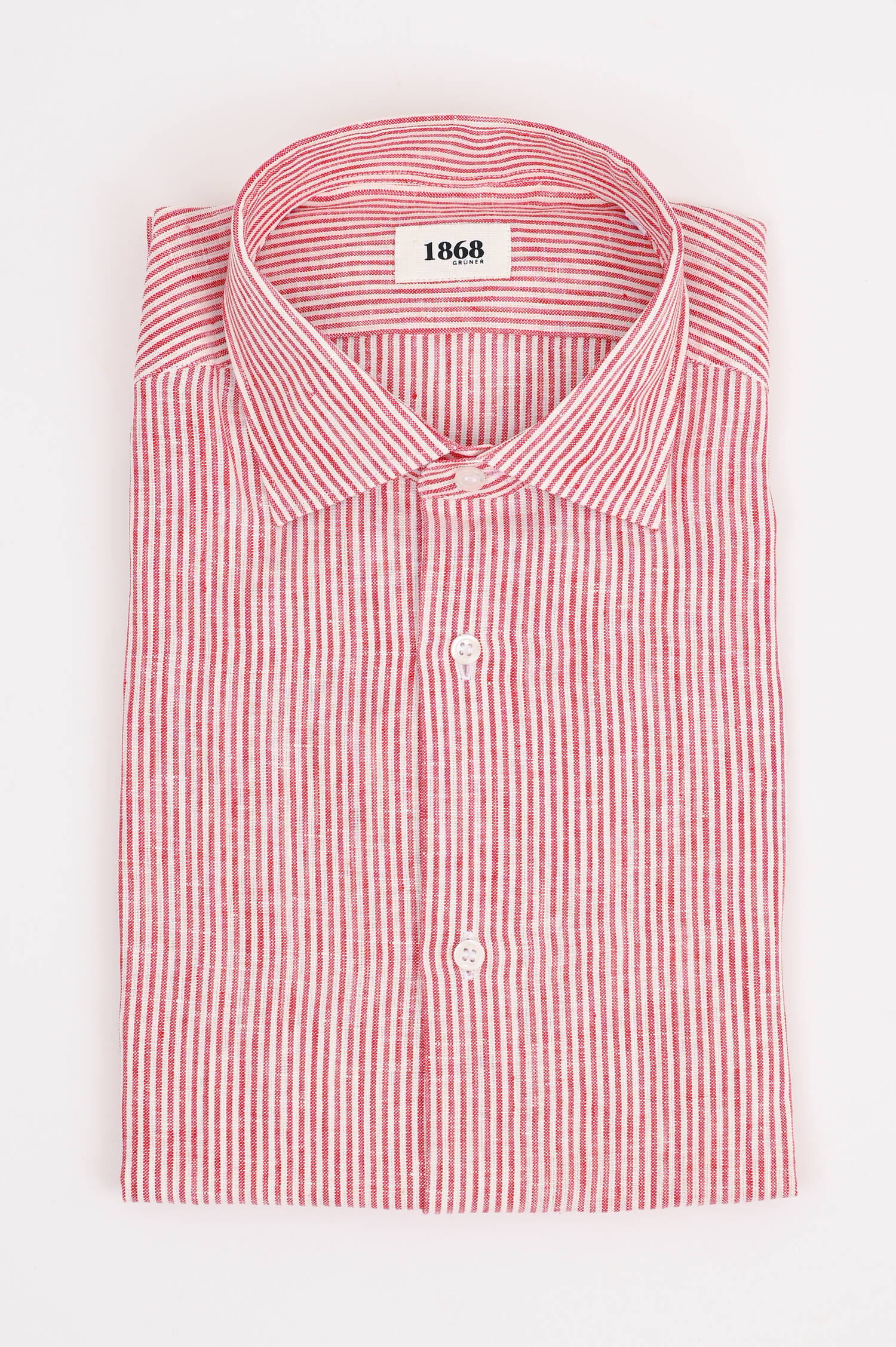 Leinenhemd mit schmalen Streifen in Rot/Weiß Leinenhemd mit schmalen Streifen in Rot/Weiß