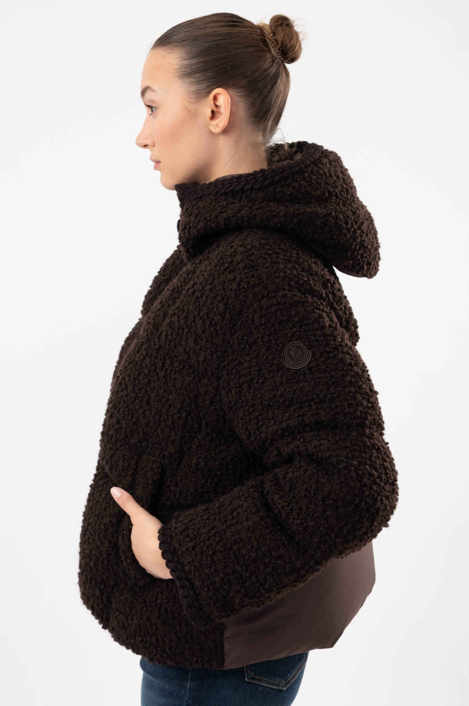 Bouclé-Daunensteppjacke CRISTALLIN in Braun