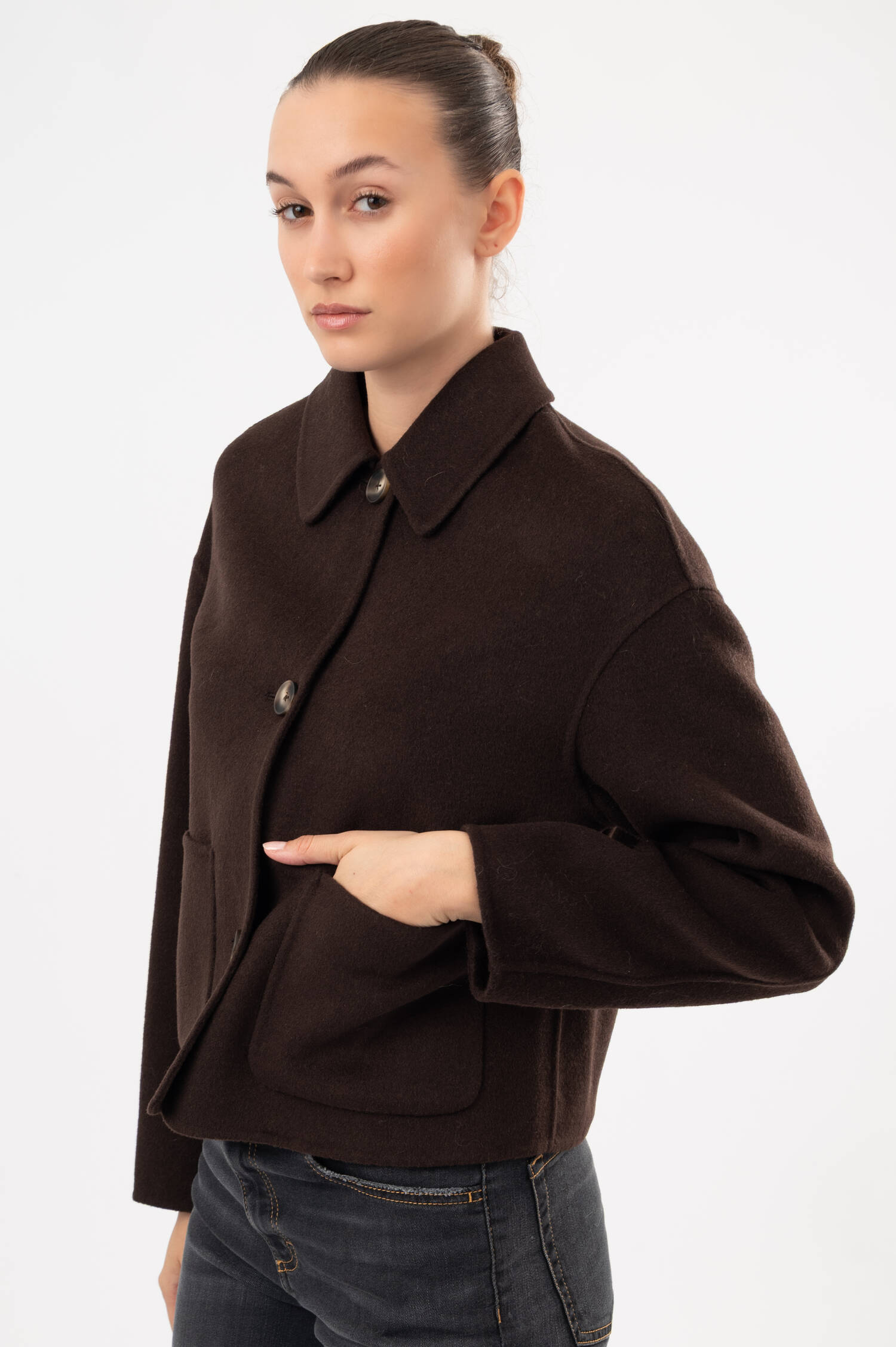 Woll-Jacke in Braun