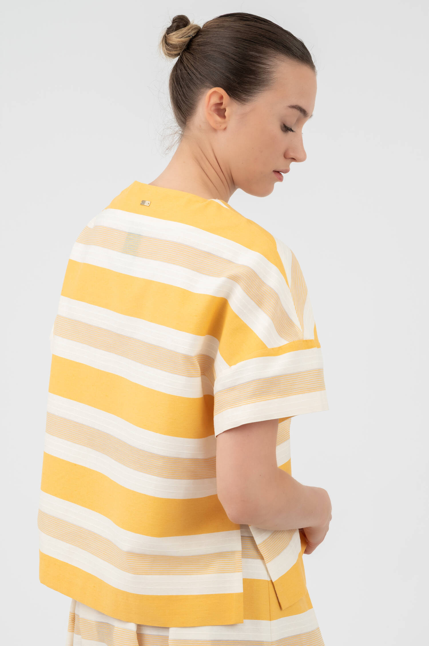 Blusenshirt in Gelb/Weiß