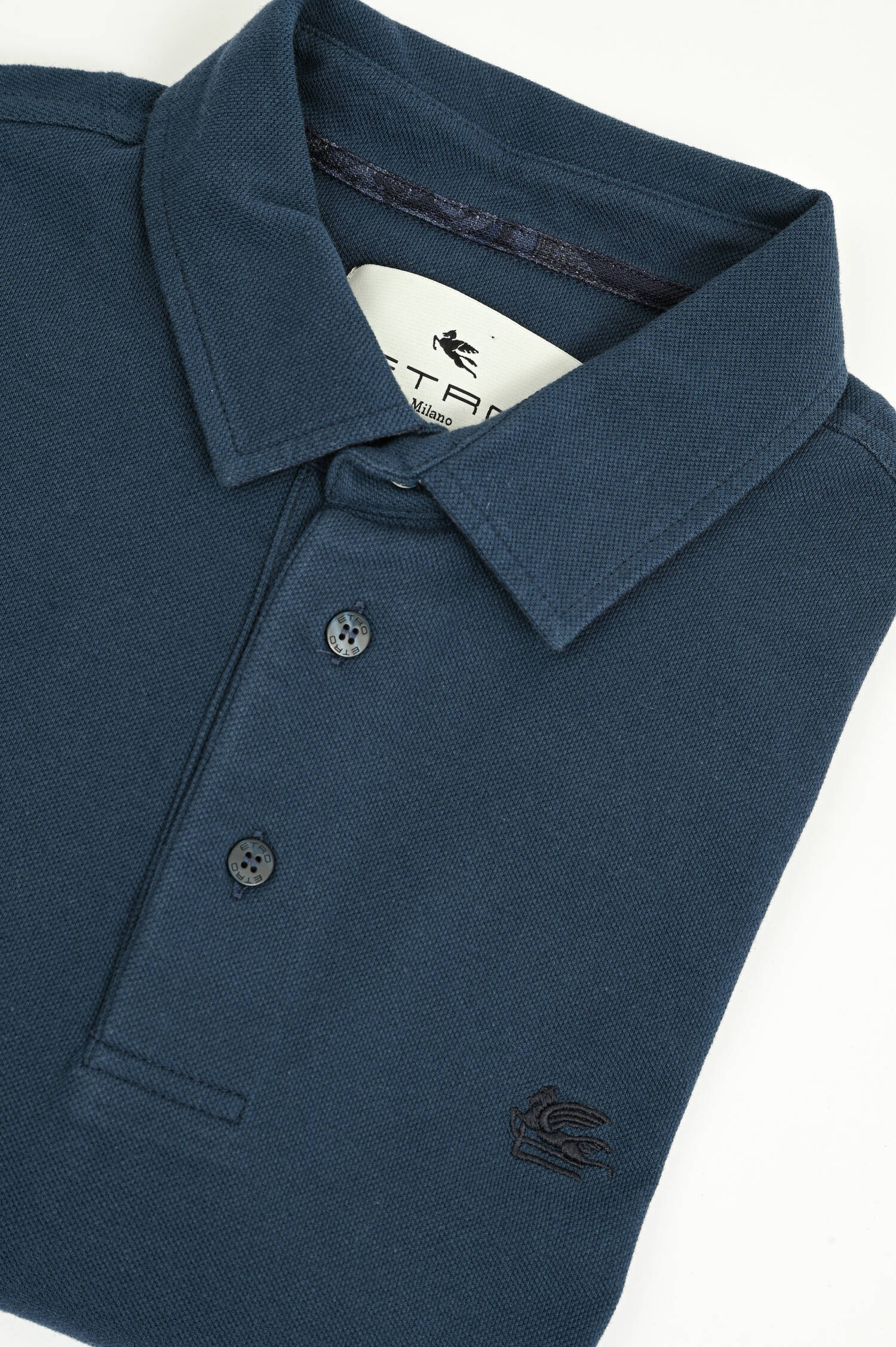  Kurzarm-Polo mit gemustertem Kragen in Dunkelblau
