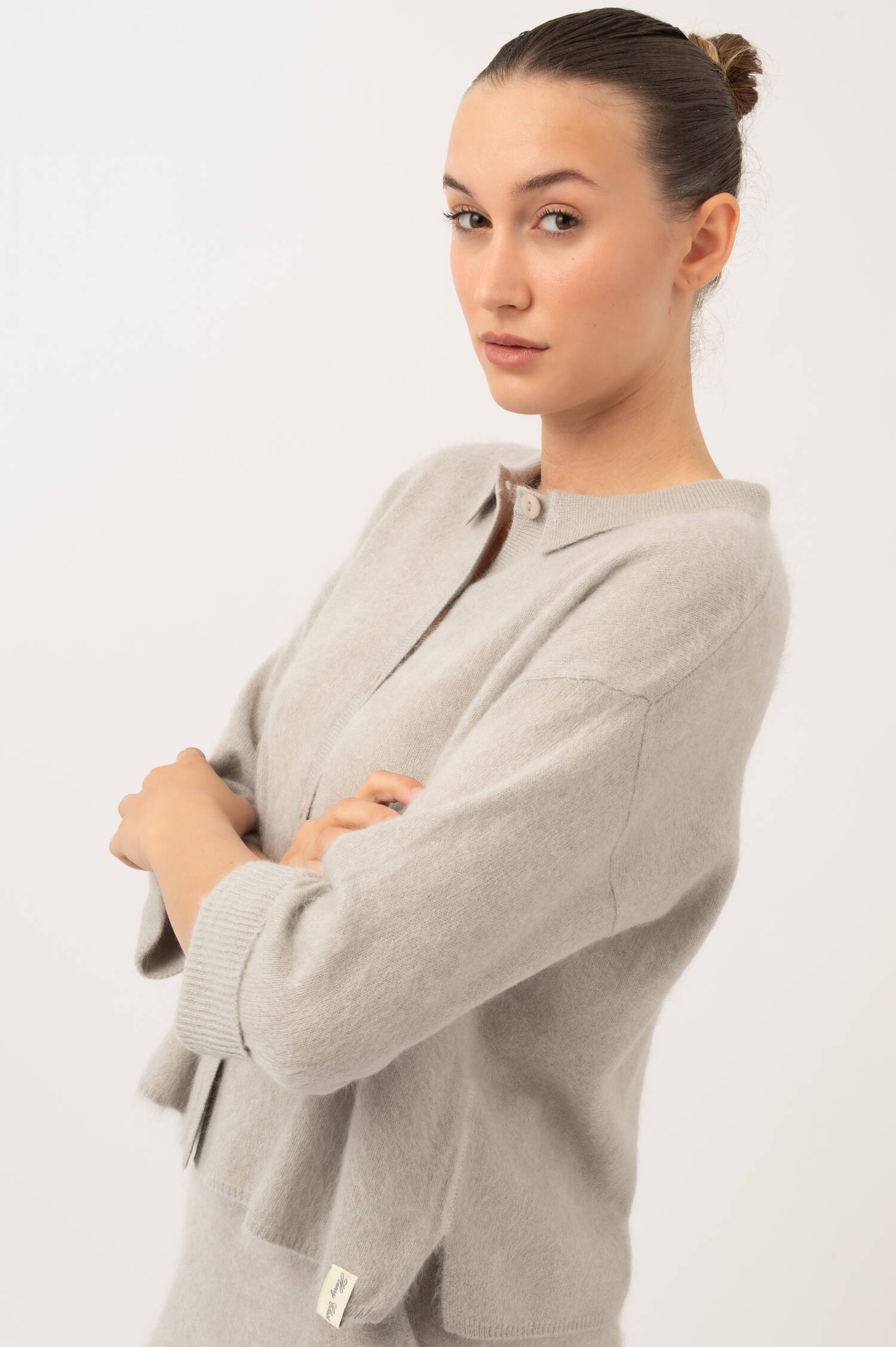 Hairy Cashmere Cardigan in Grau
