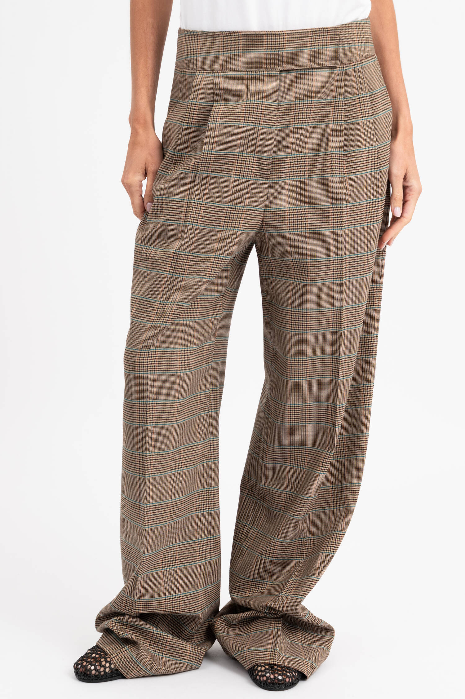 Wide-Leg Bundfalten Wollhose in Beige Wide-Leg Bundfalten Wollhose in Beige