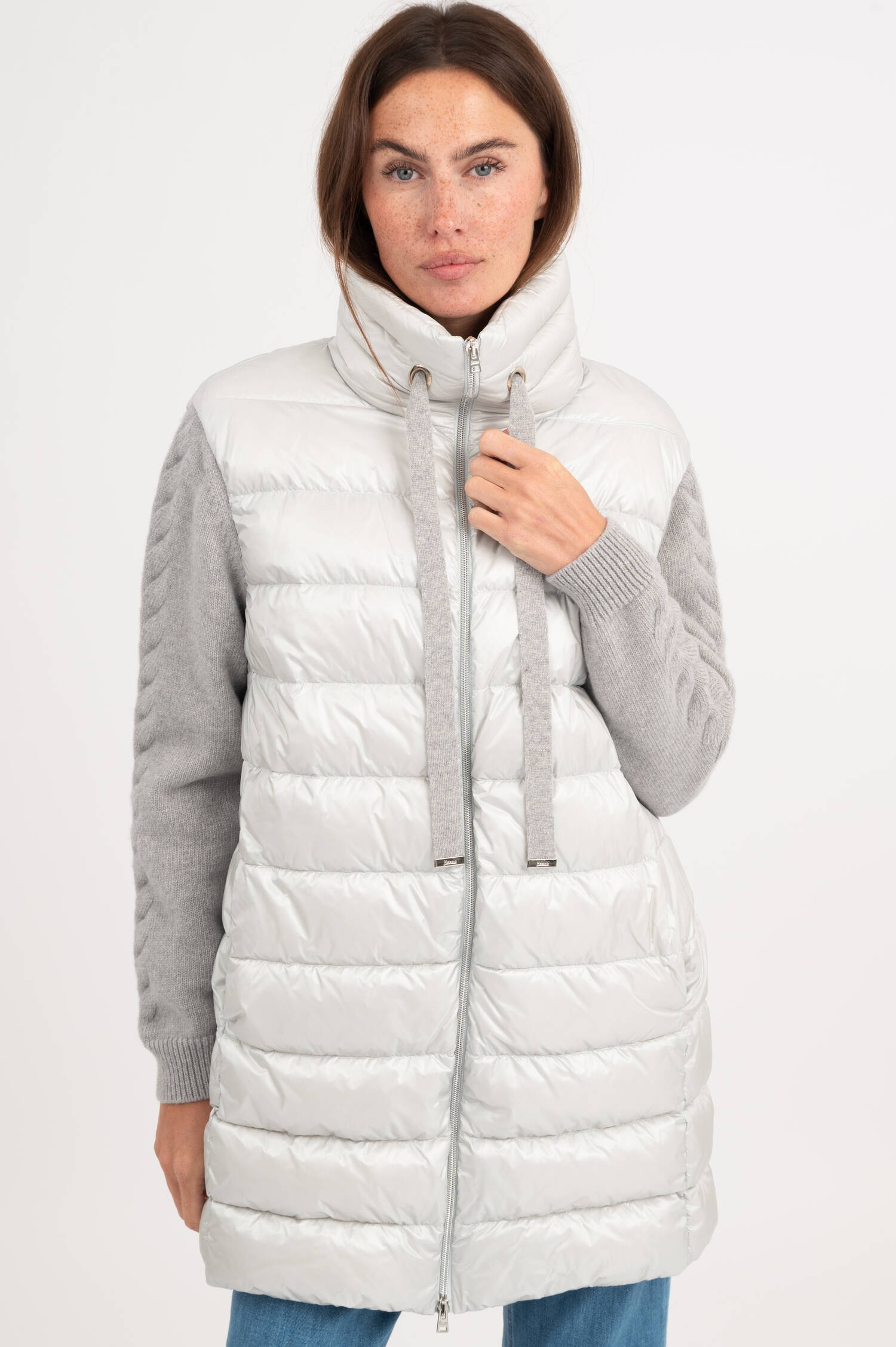 Lange Hybridjacke in Hellgrau