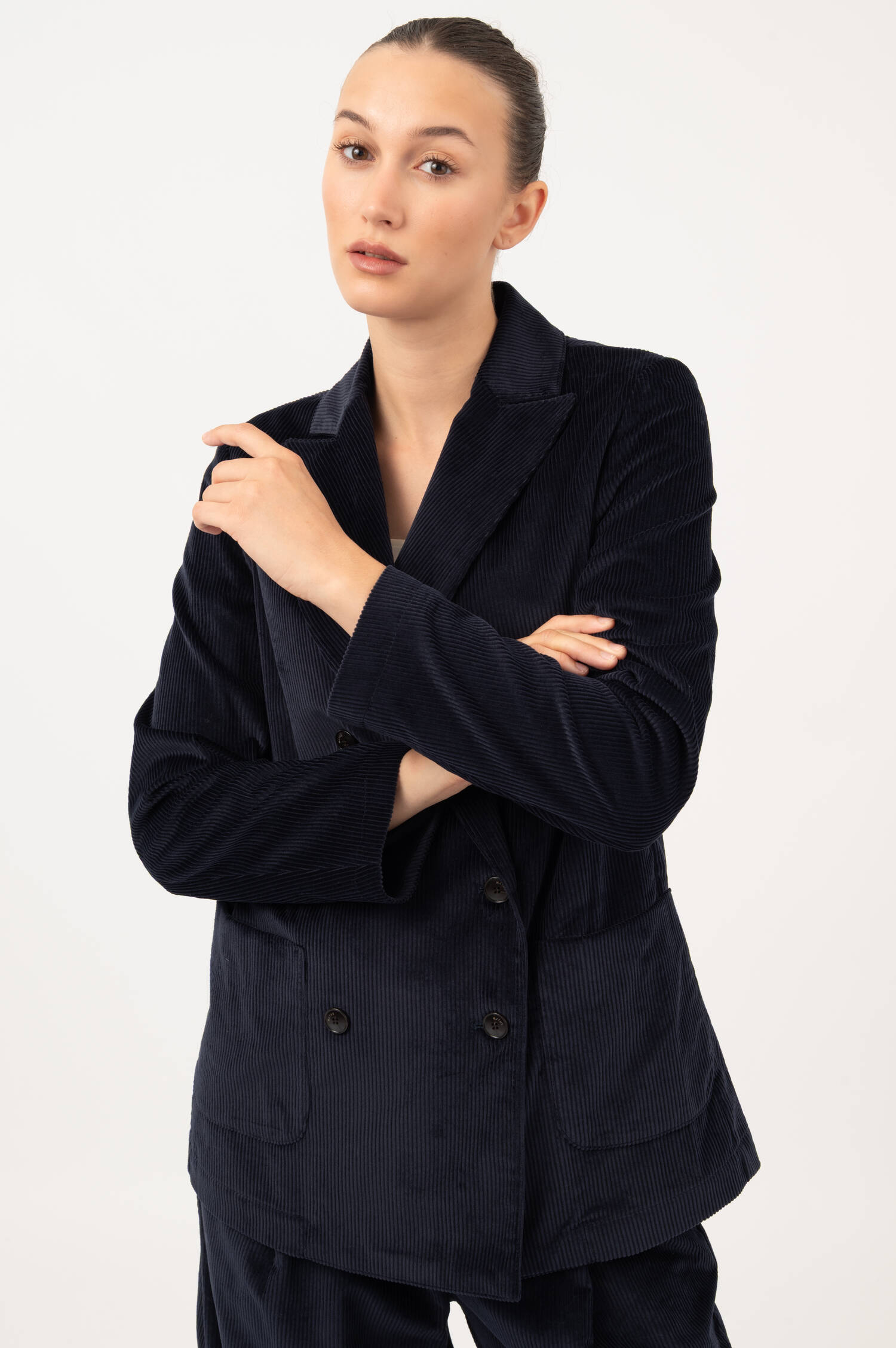 Spitzrevers Cord-Blazer in Navy