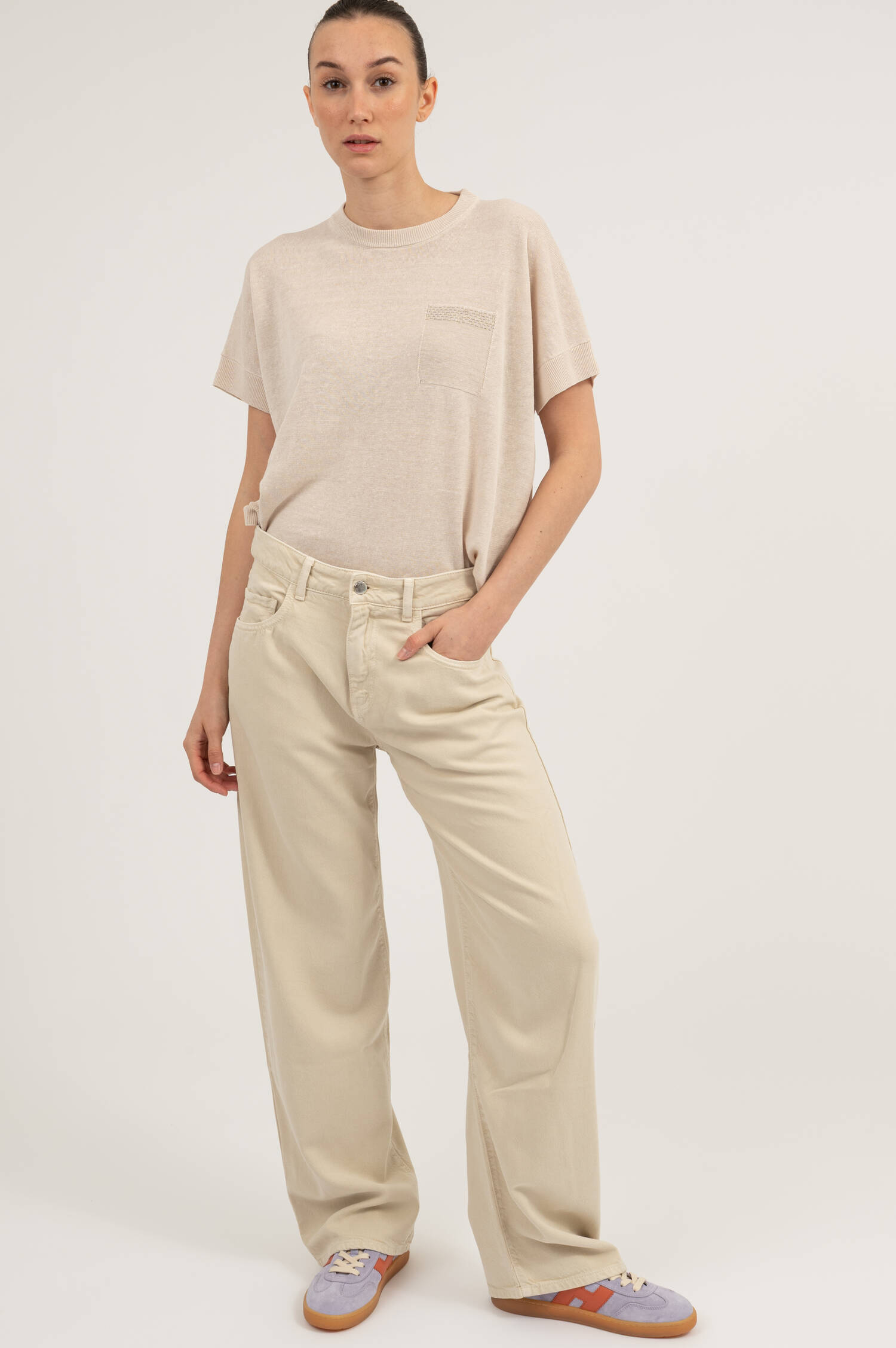 Weite Jeans BEA in Beige