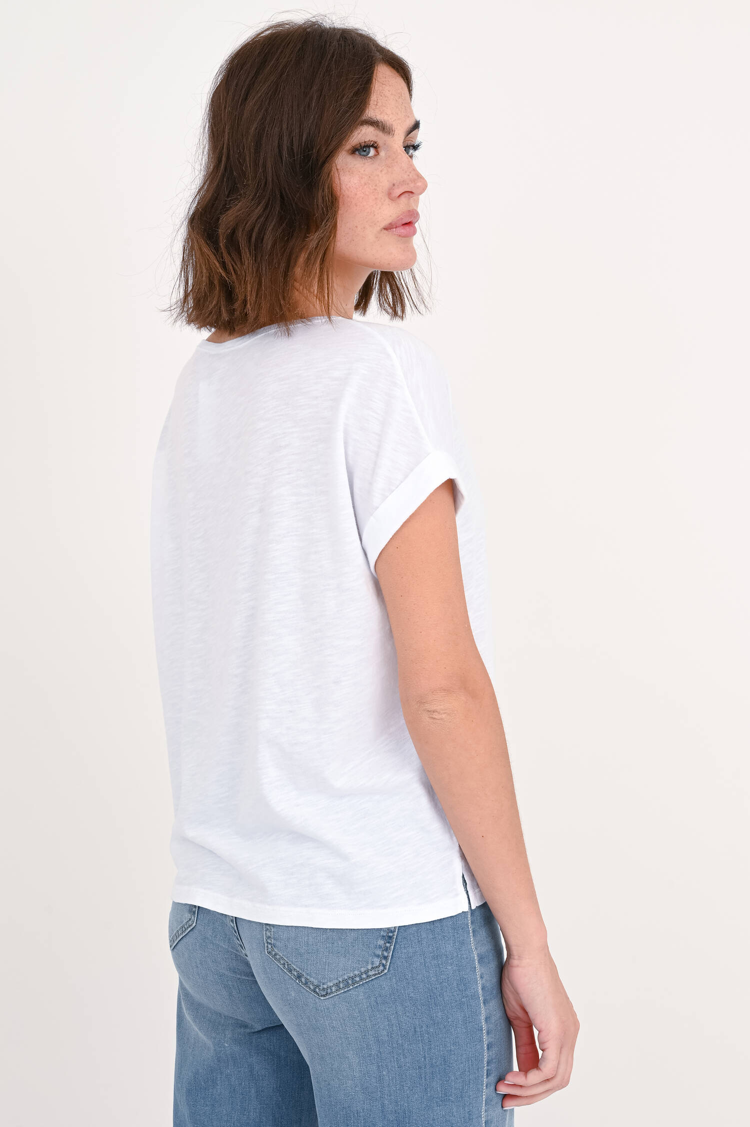 T-Shirt aus Baumwoll-Mix in Weiß