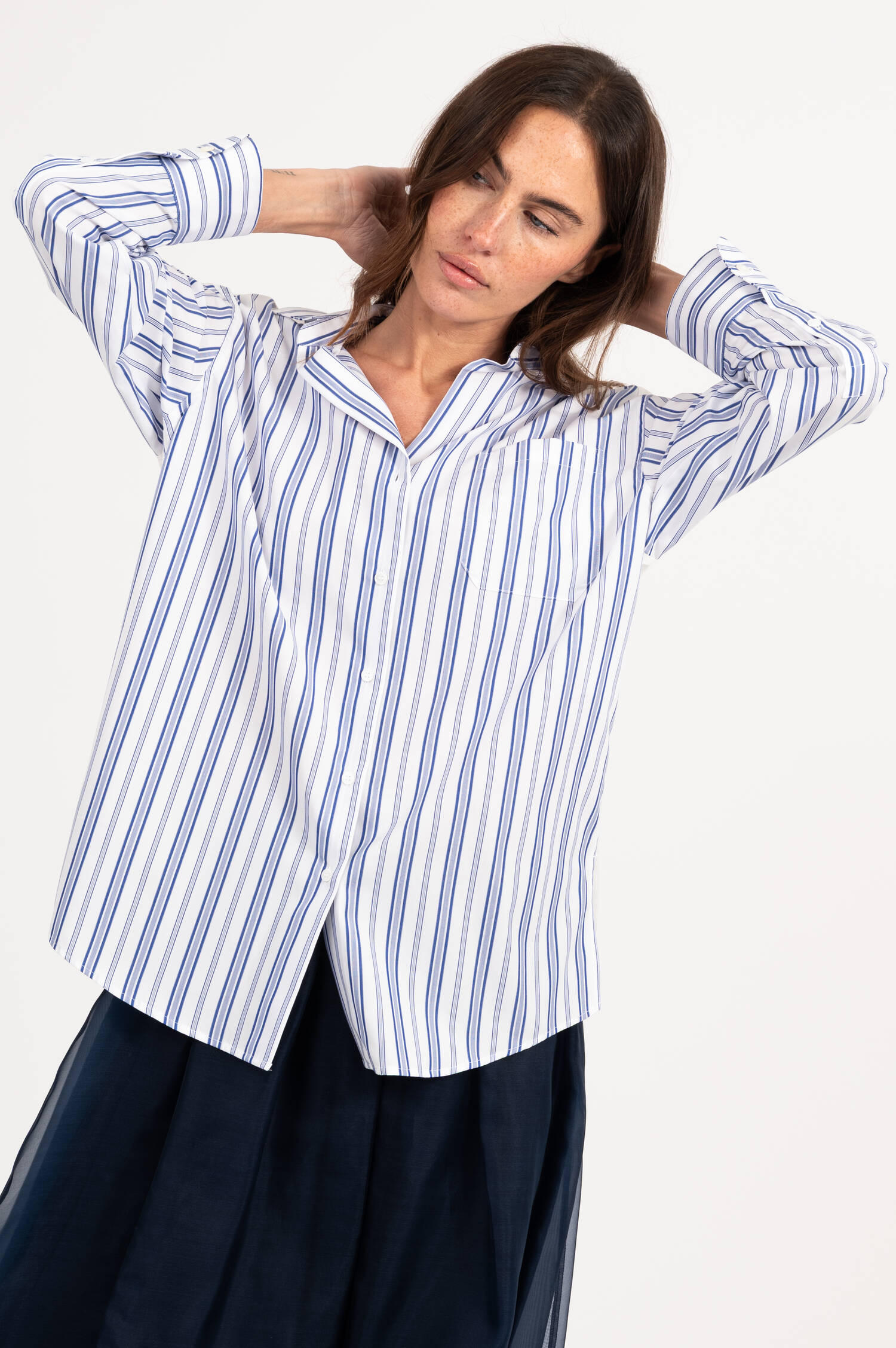 Bluse TESSILE in Blau/Weiß
