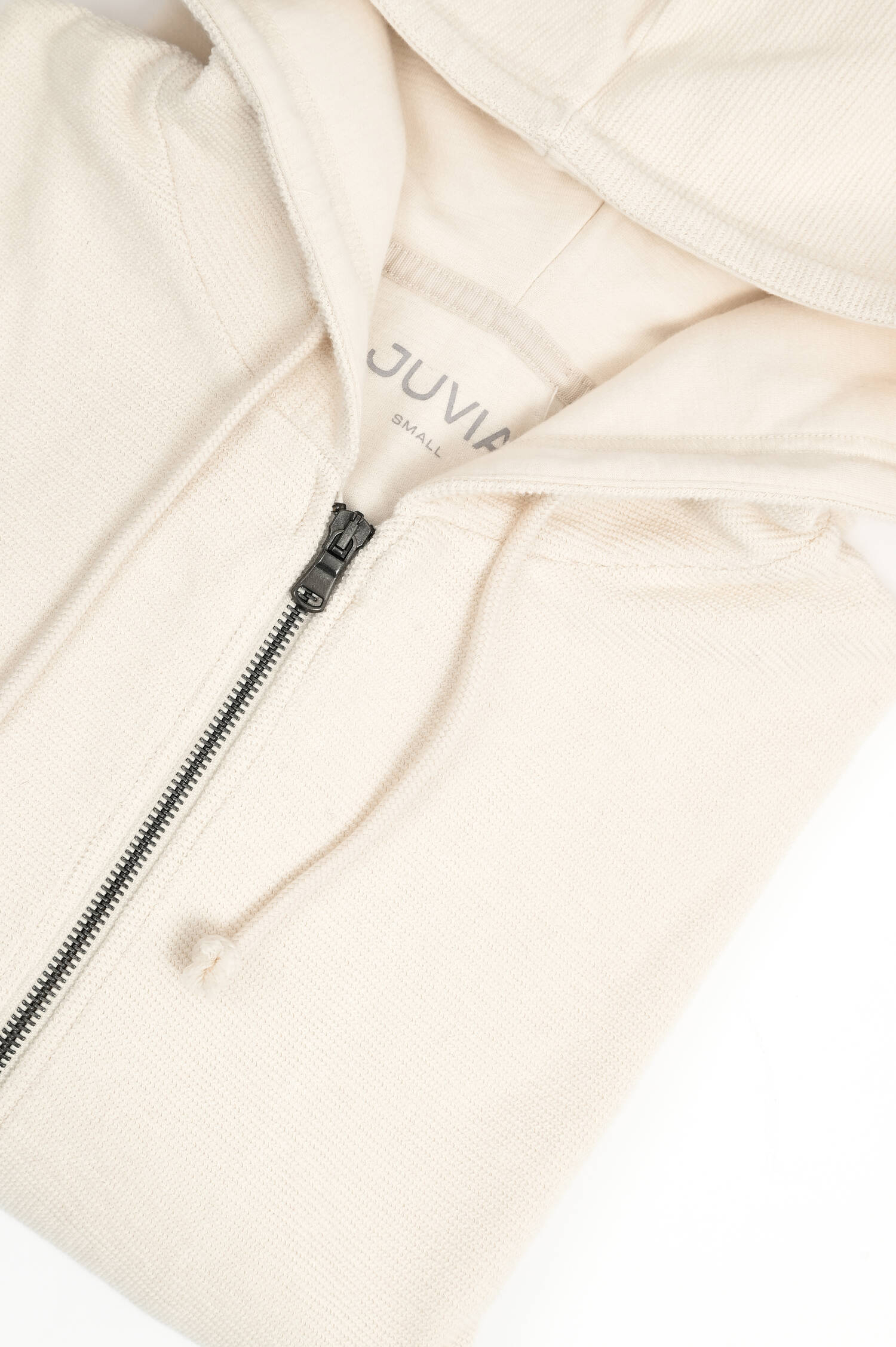 Curly-Sweatshirtjacke in Creme