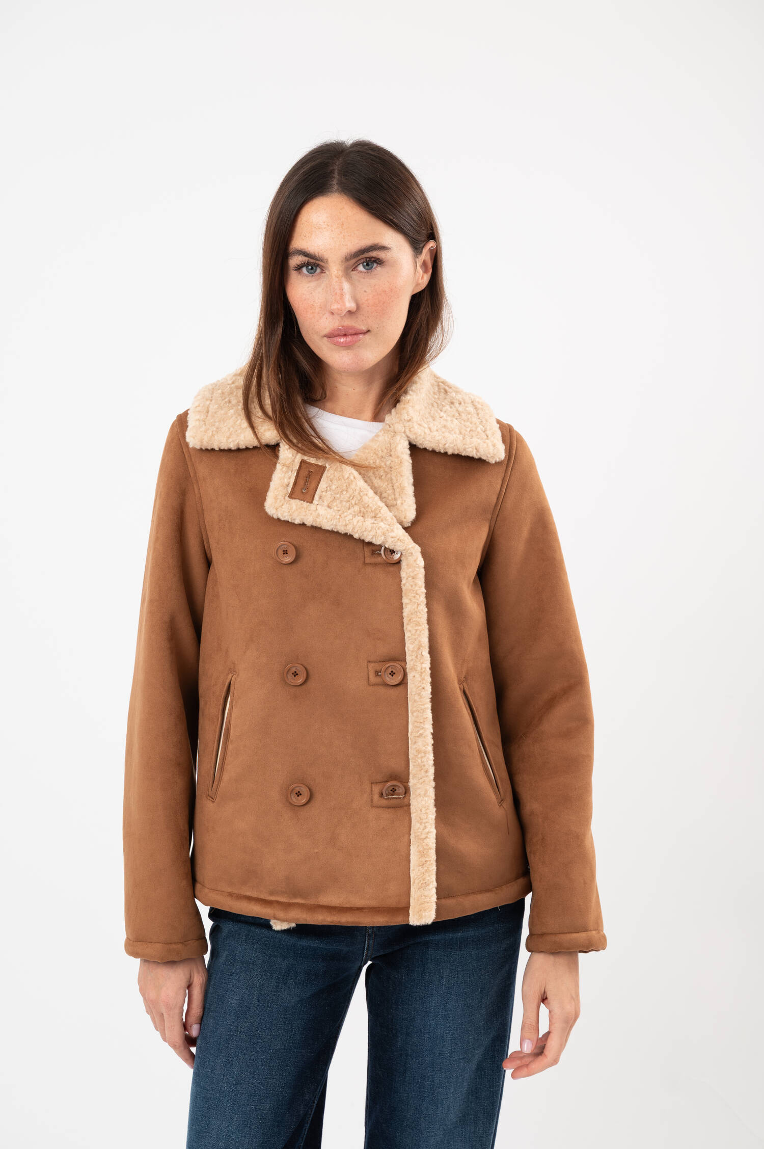 Faux-Fur-Jacke in Braun/Beige Faux-Fur-Jacke in Braun/Beige