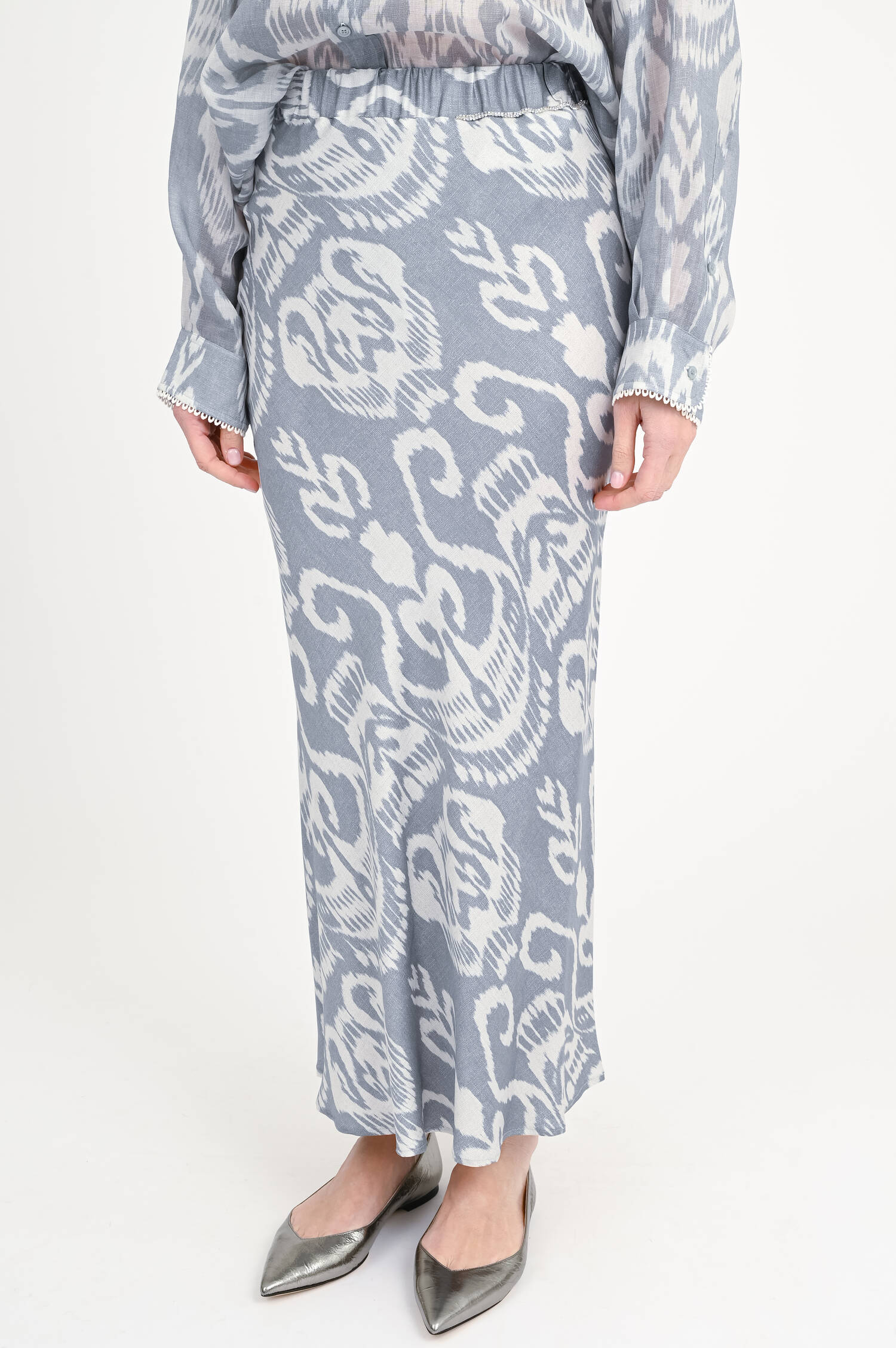 Gemusterter Maxi-Slip-Rock in Ikat Azul 