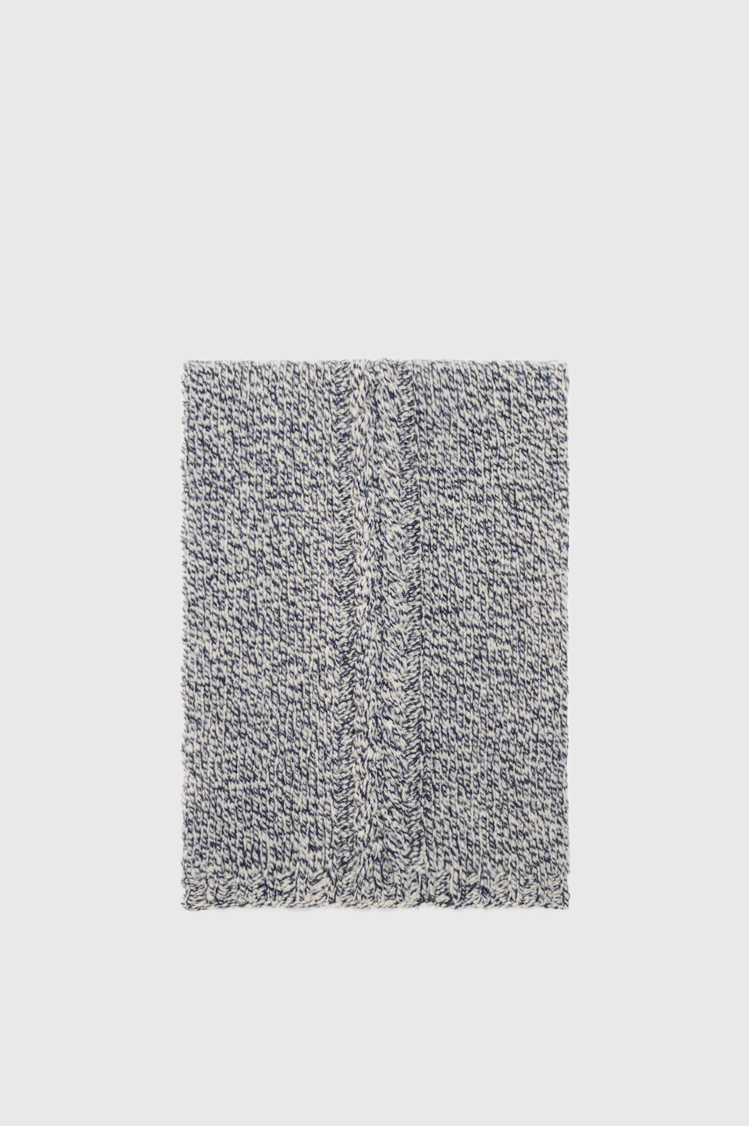 Zopfstrick Schal in Navy/Grau