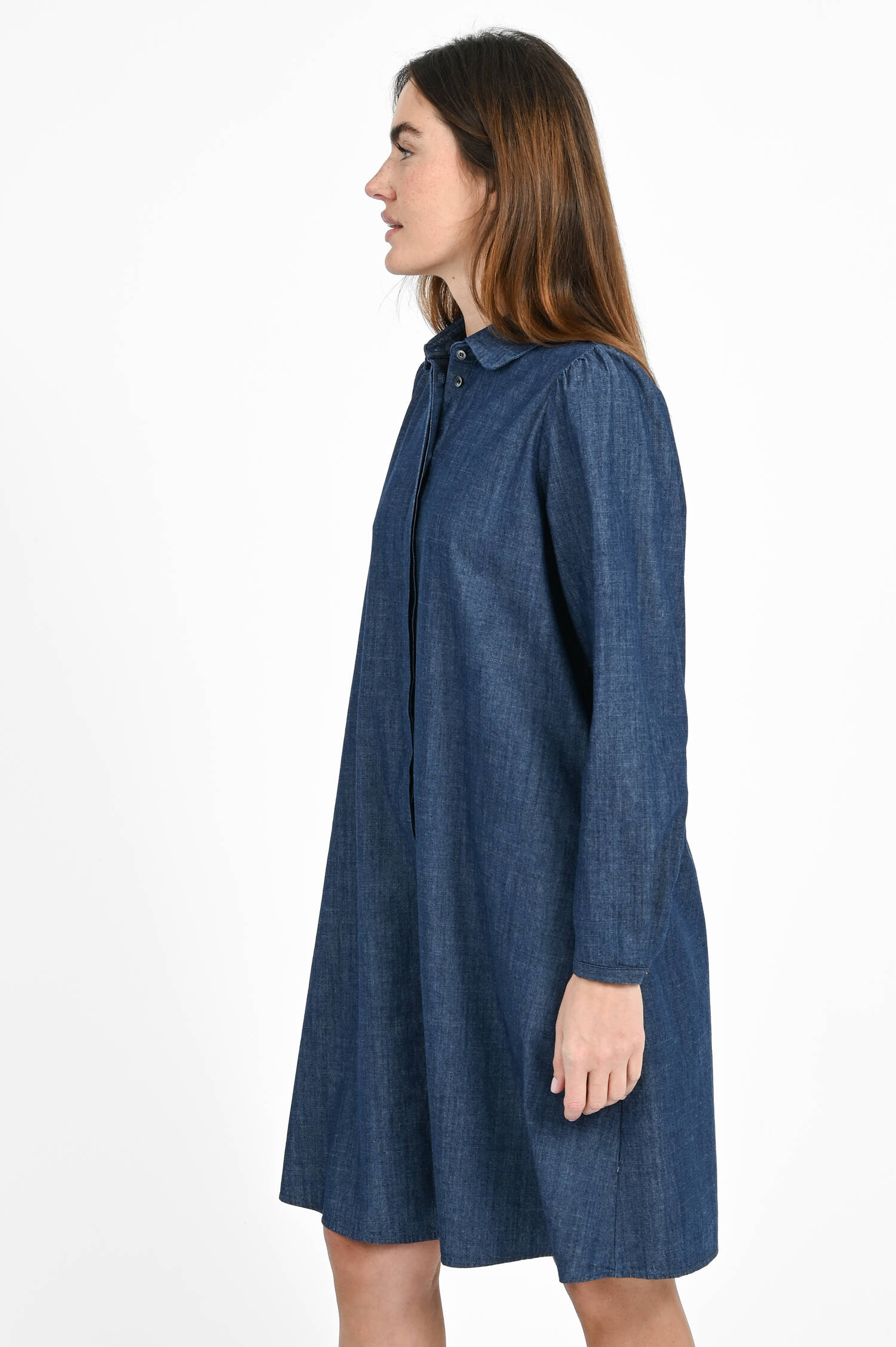 Blusenkleid FIONYD mit Puffärmeln in Indigo Blusenkleid FIONYD mit Puffärmeln in Indigo