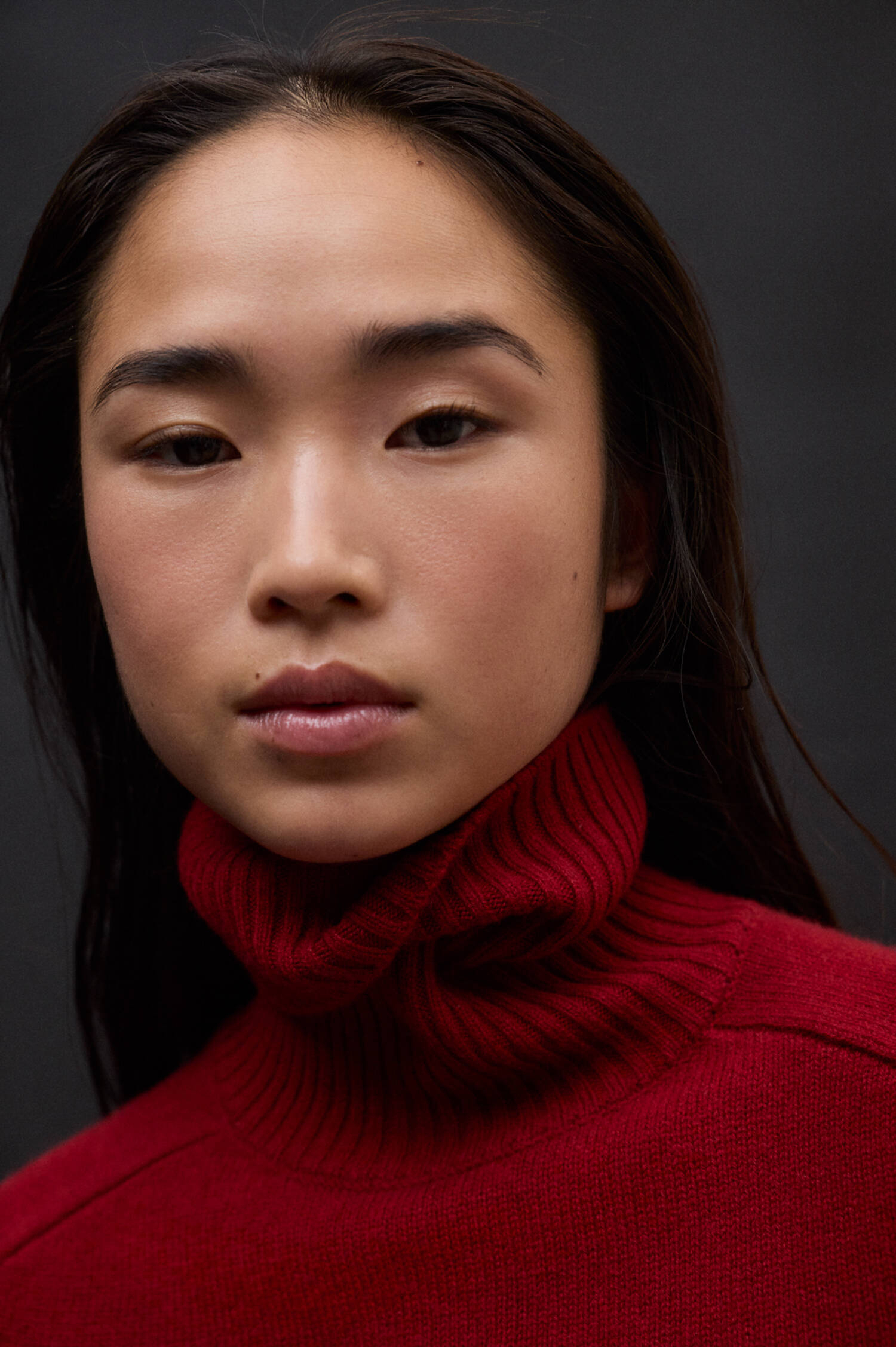 Rollkragen Pullover CAQUI in Crimson Red