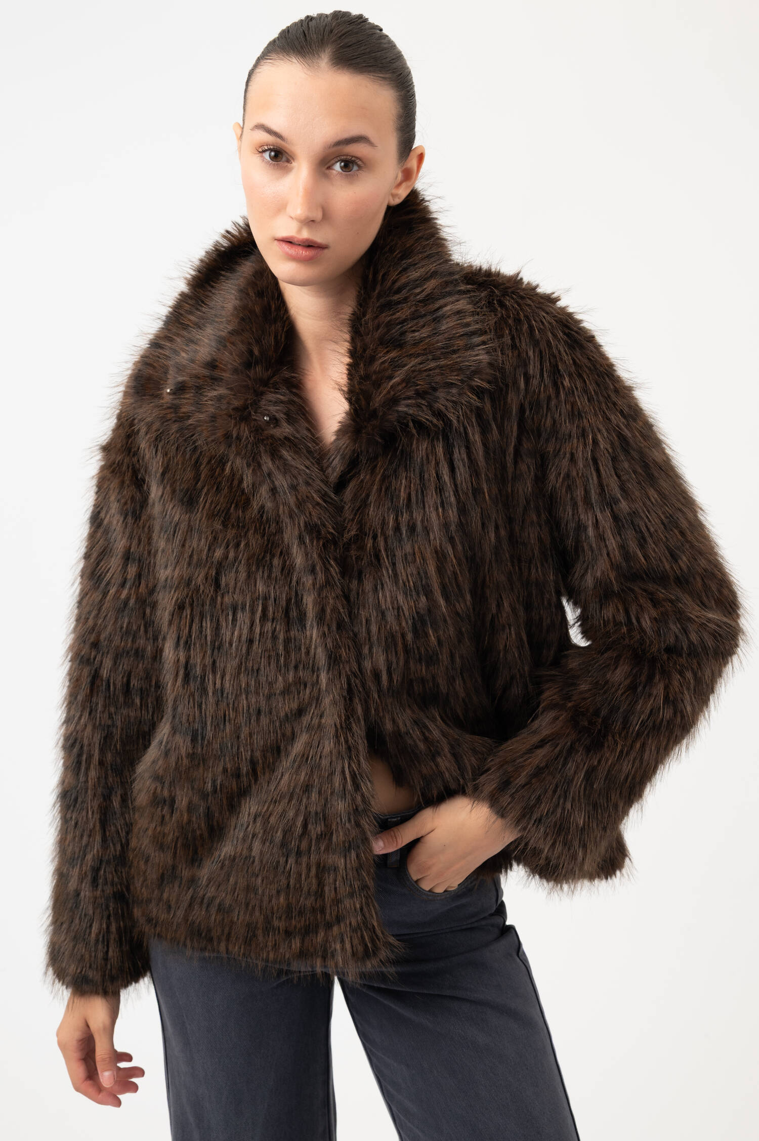 Faux-Fur-Jacke LEO in Braun