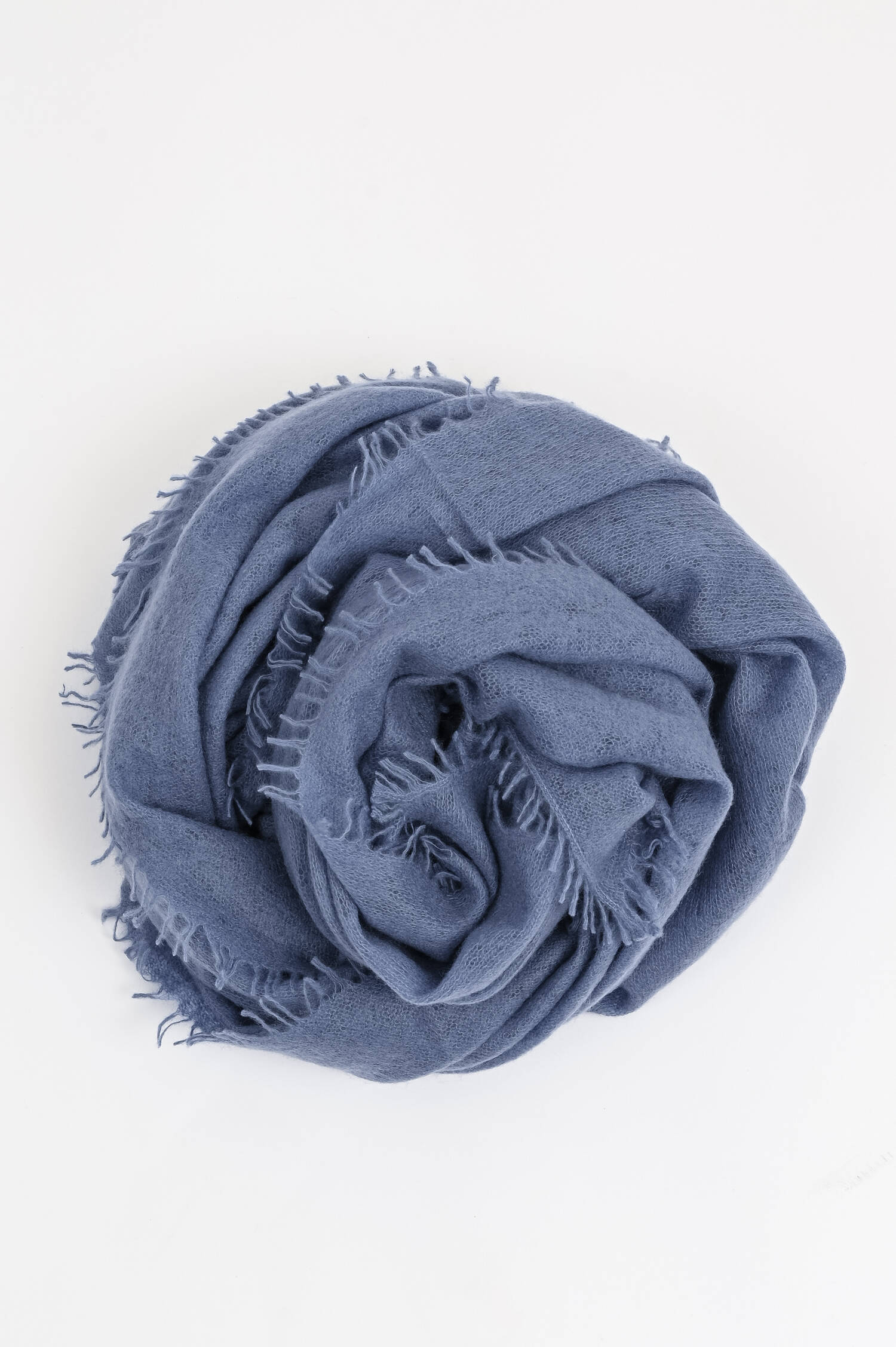 Schal mit Fransenkante aus Cashmere in Graublau