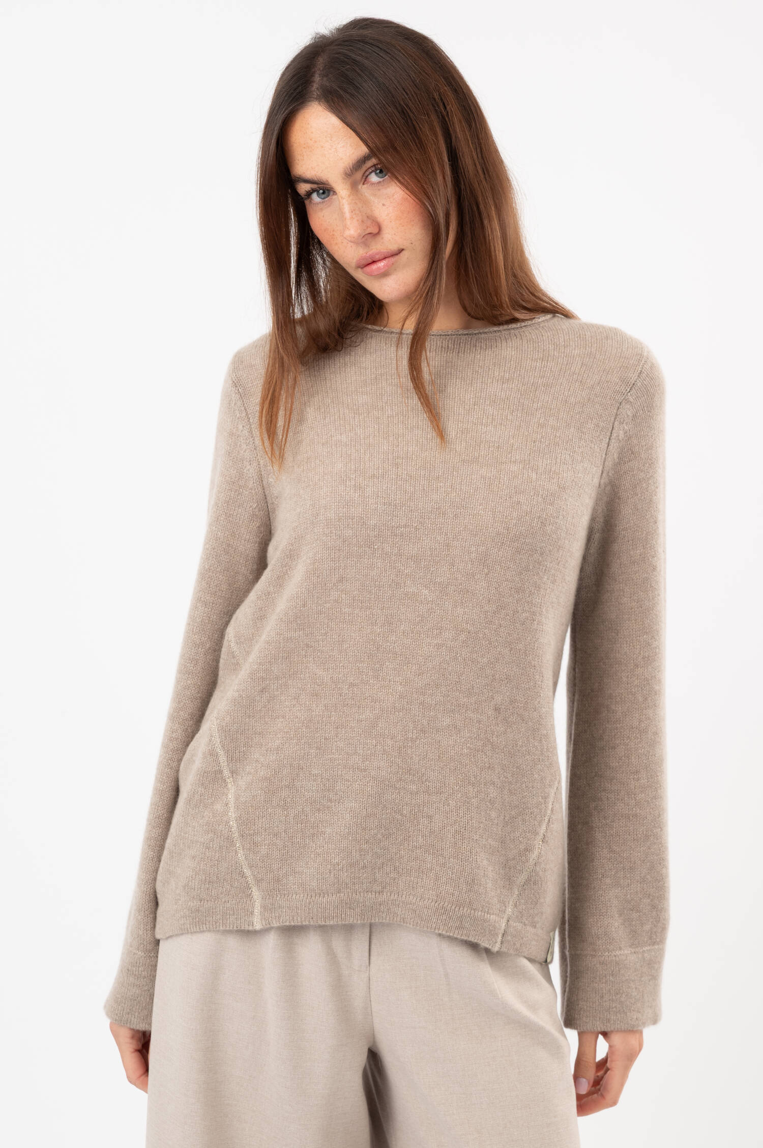 Cashmere-Pullover in Beige meliert Cashmere-Pullover in Beige meliert