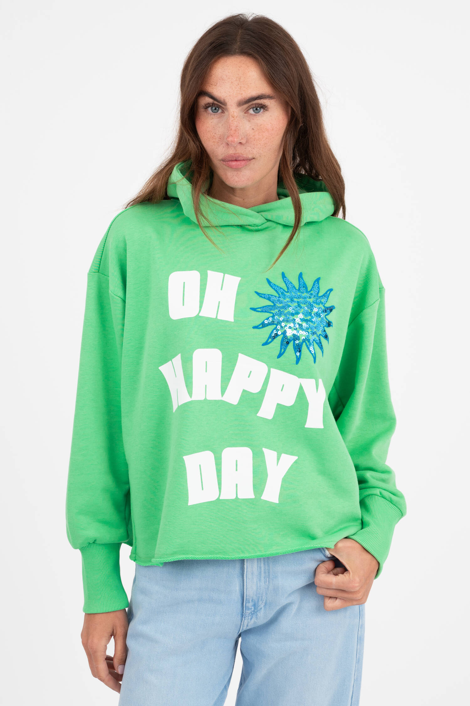 Hoodie OH HAPPY DAY in Grün