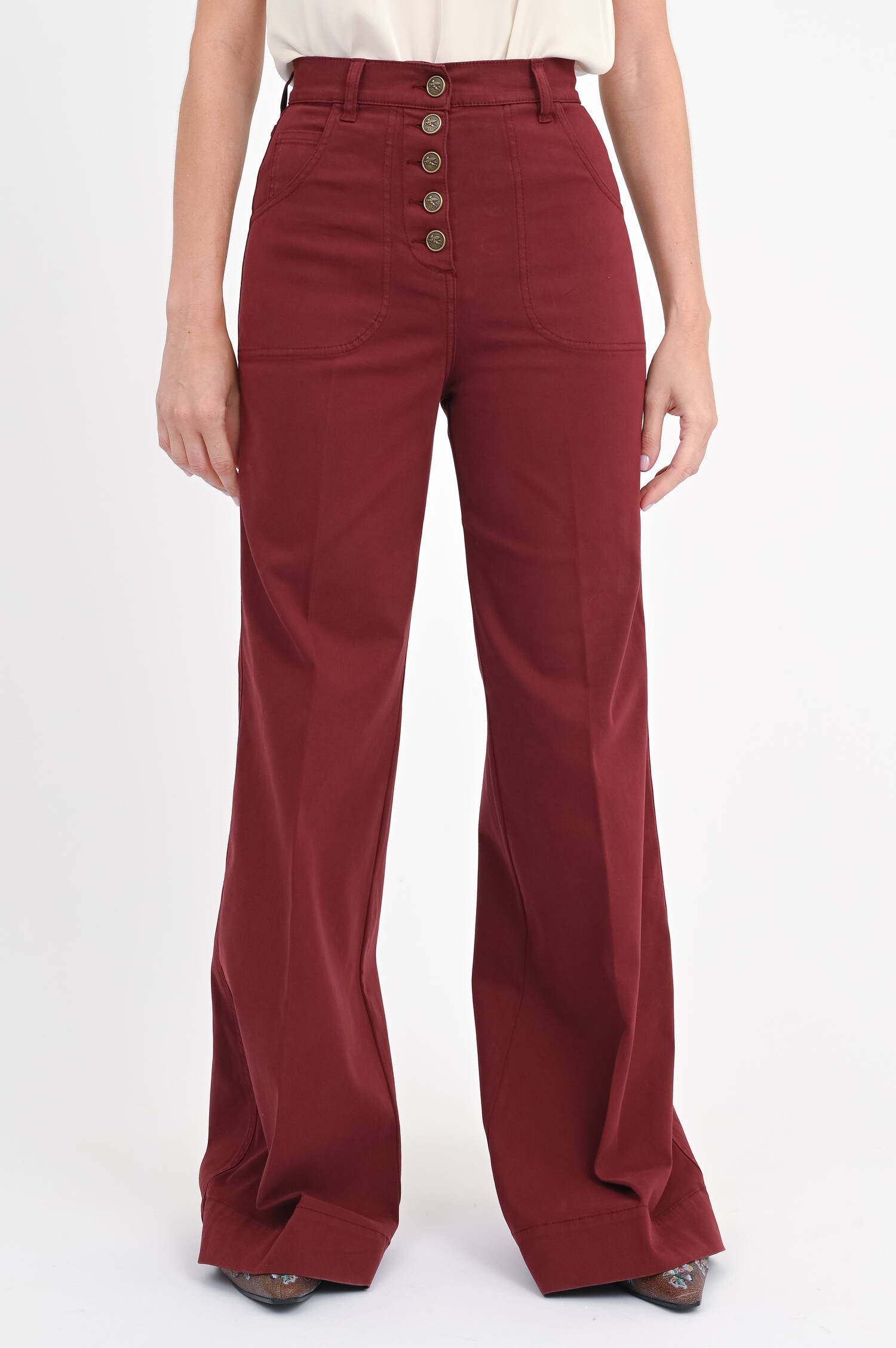 Hose mit Knopfleiste in Bordeaux