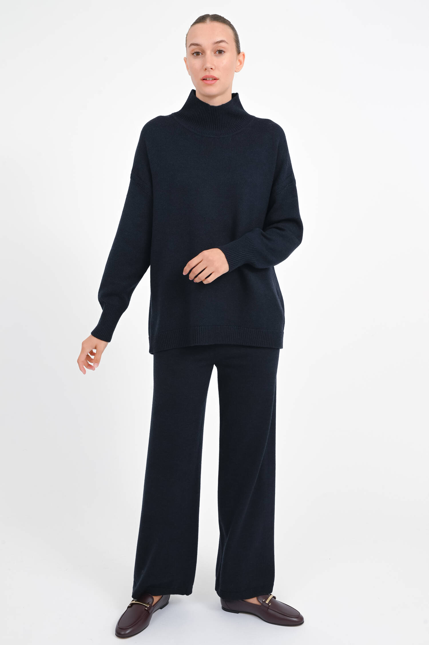 Strickhose aus Merinowolle in Marine