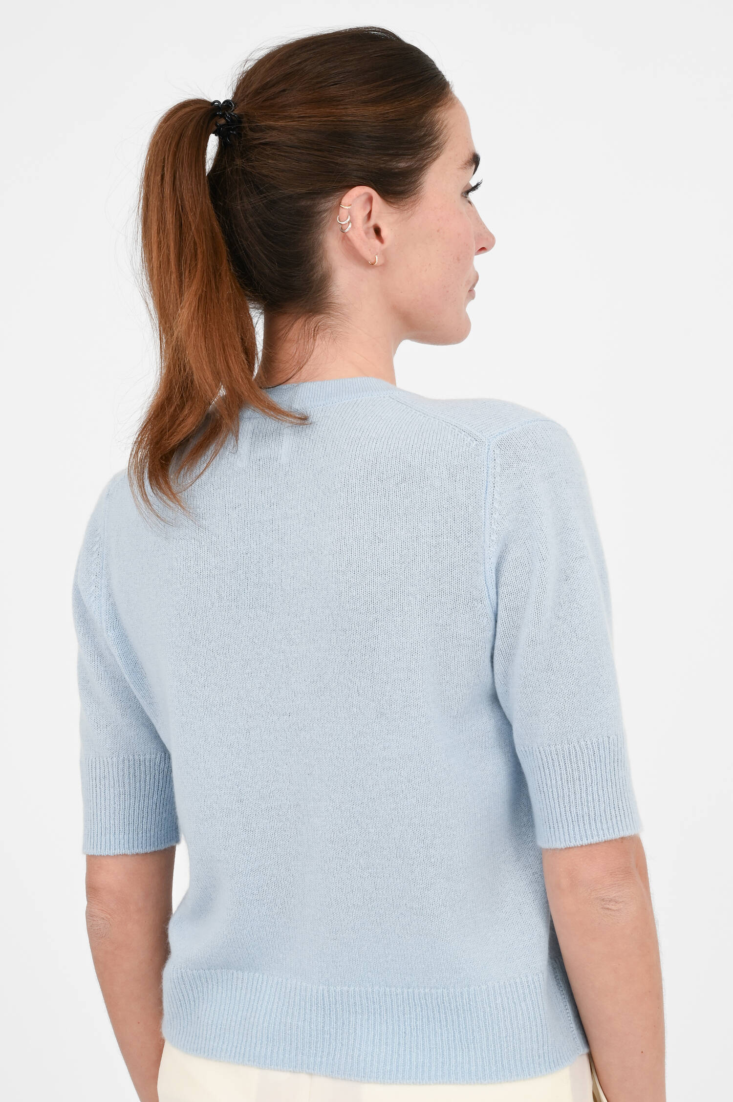 V-Ausschnitt Strickweste aus Cashmere in Blau